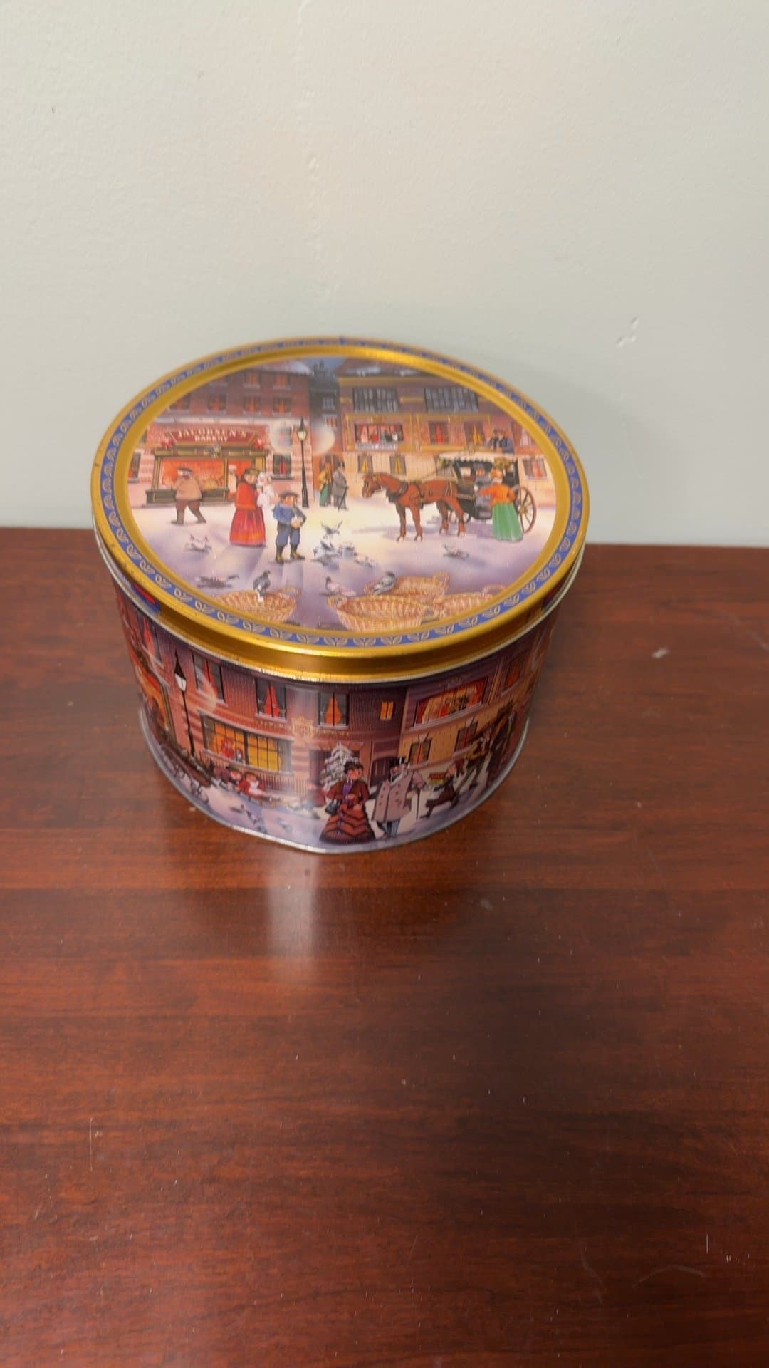 Vintage Decorative Tin with Victorian Scene - Image 1
