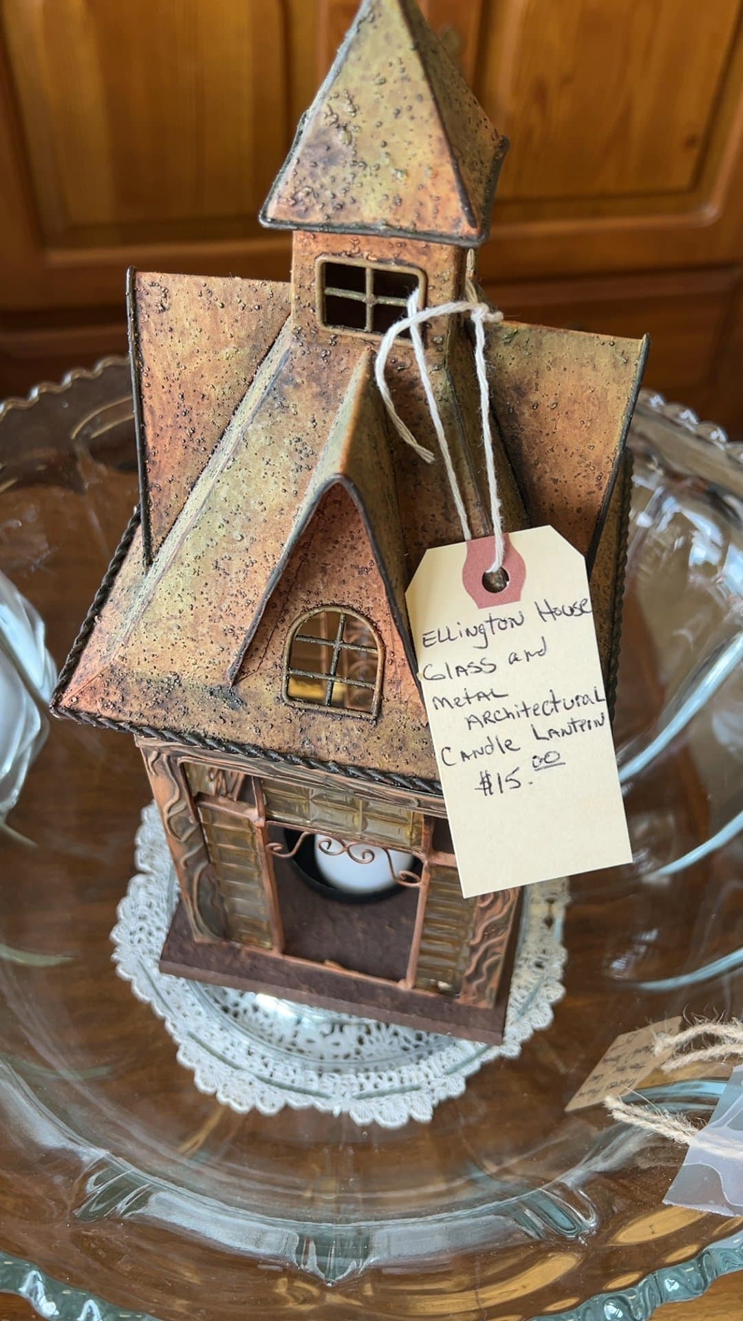 Ellington House Glass and Metal Architectural Candle Lantern - Image 1