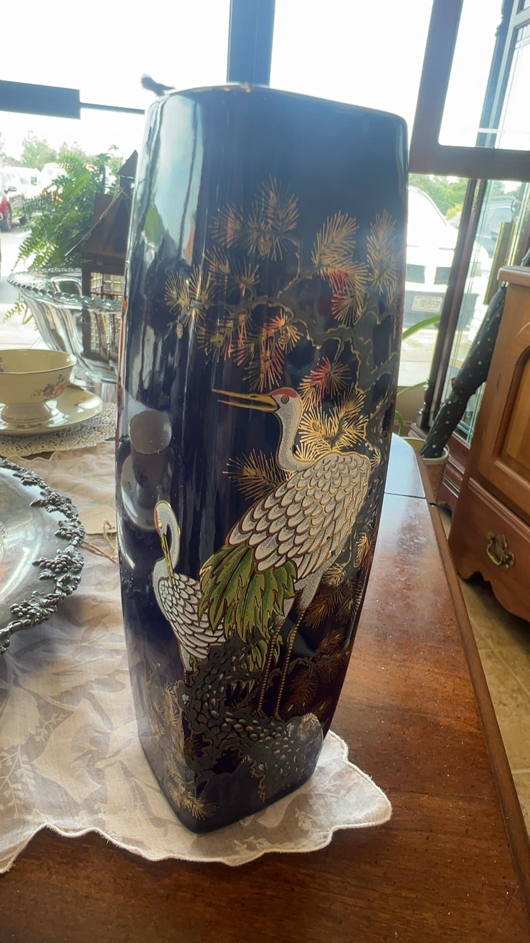Vintage Japanese Crane Vase - Image 1