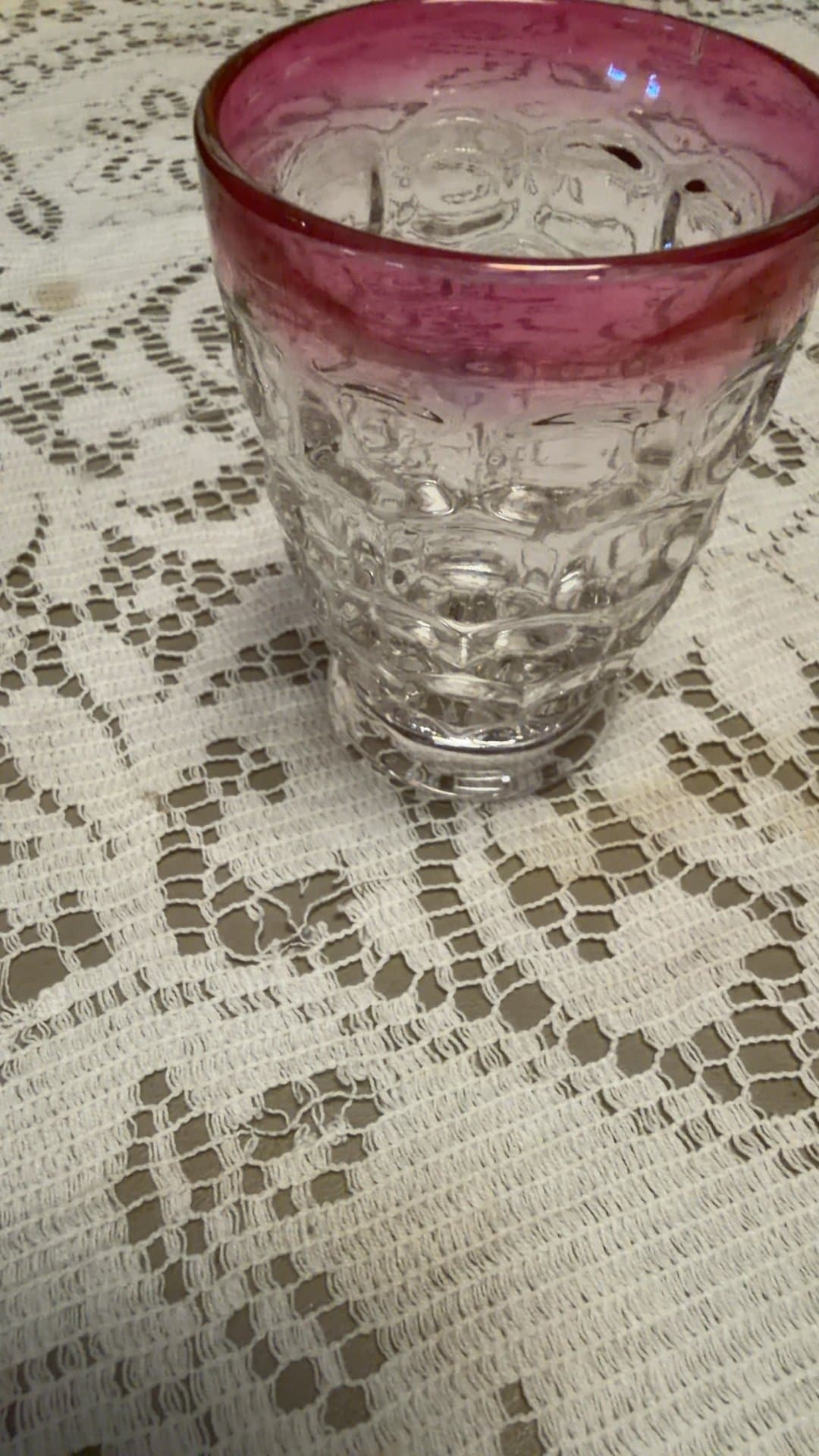 WHITEHALL PATTERN JUICE TUMBLER WITH CRANBERRY FLASHED RIM - Image 1