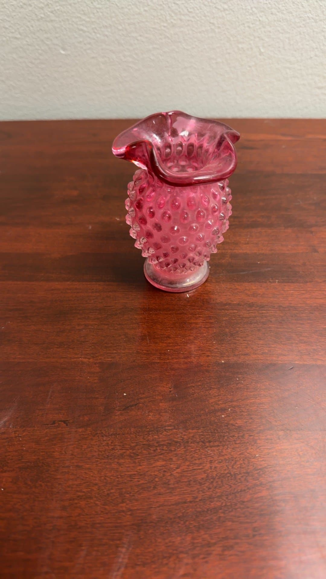 Pink Hobnail Glass Vase - Image 1