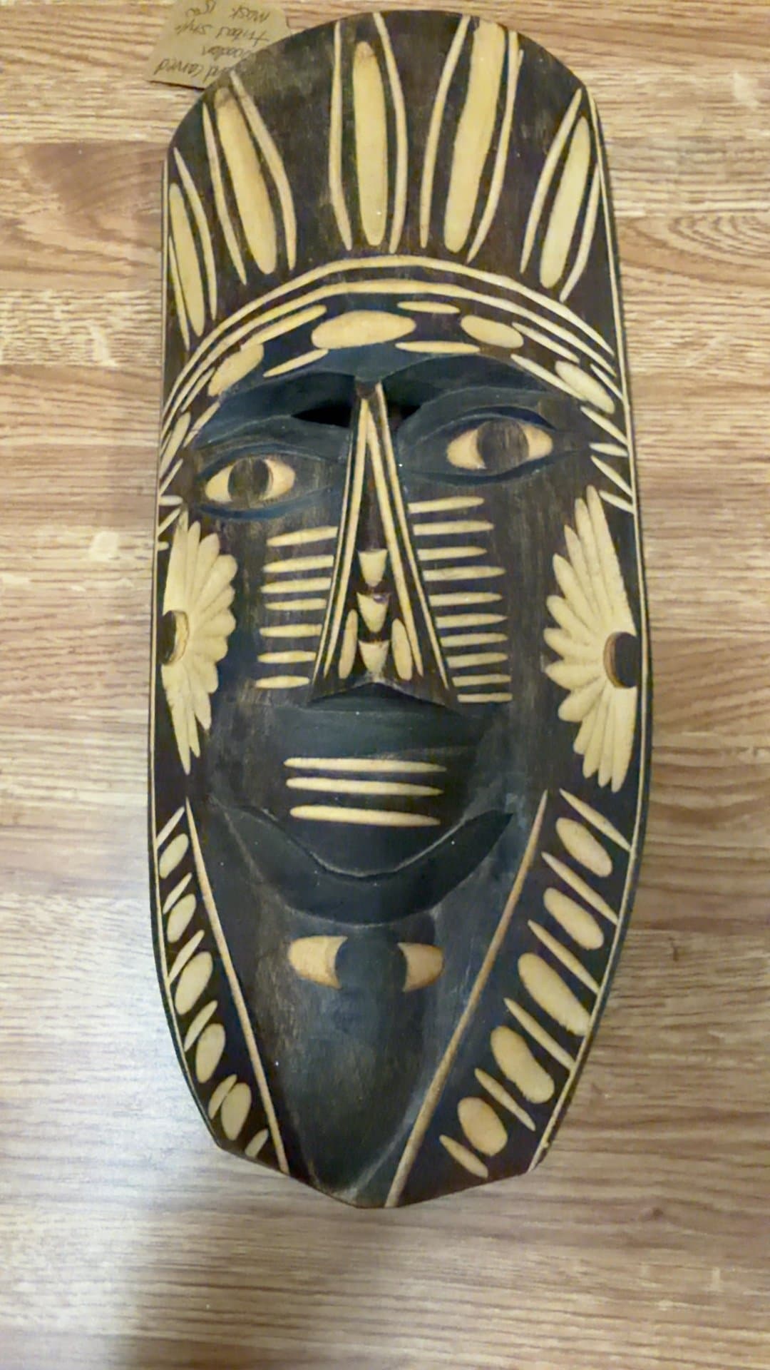 Hand-Carved Wooden Tribal Style Mask - Image 1