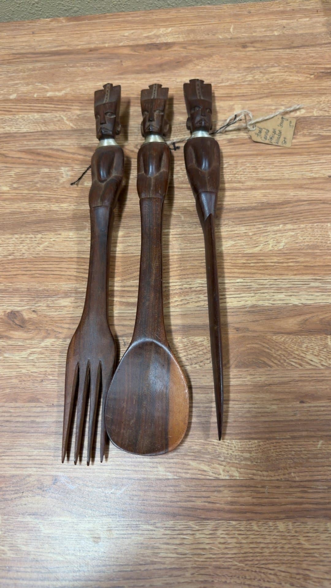 Hand Carved African Wooden Serving Set - Image 1