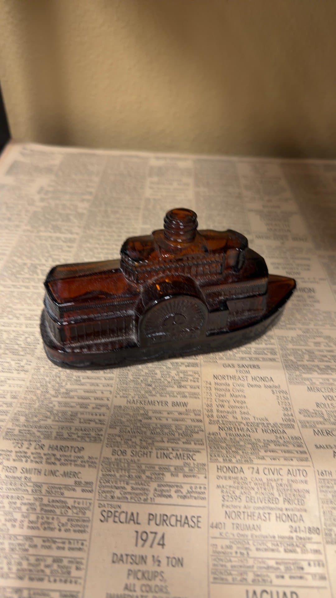 Vintage Glass Ship Decanter - Image 1