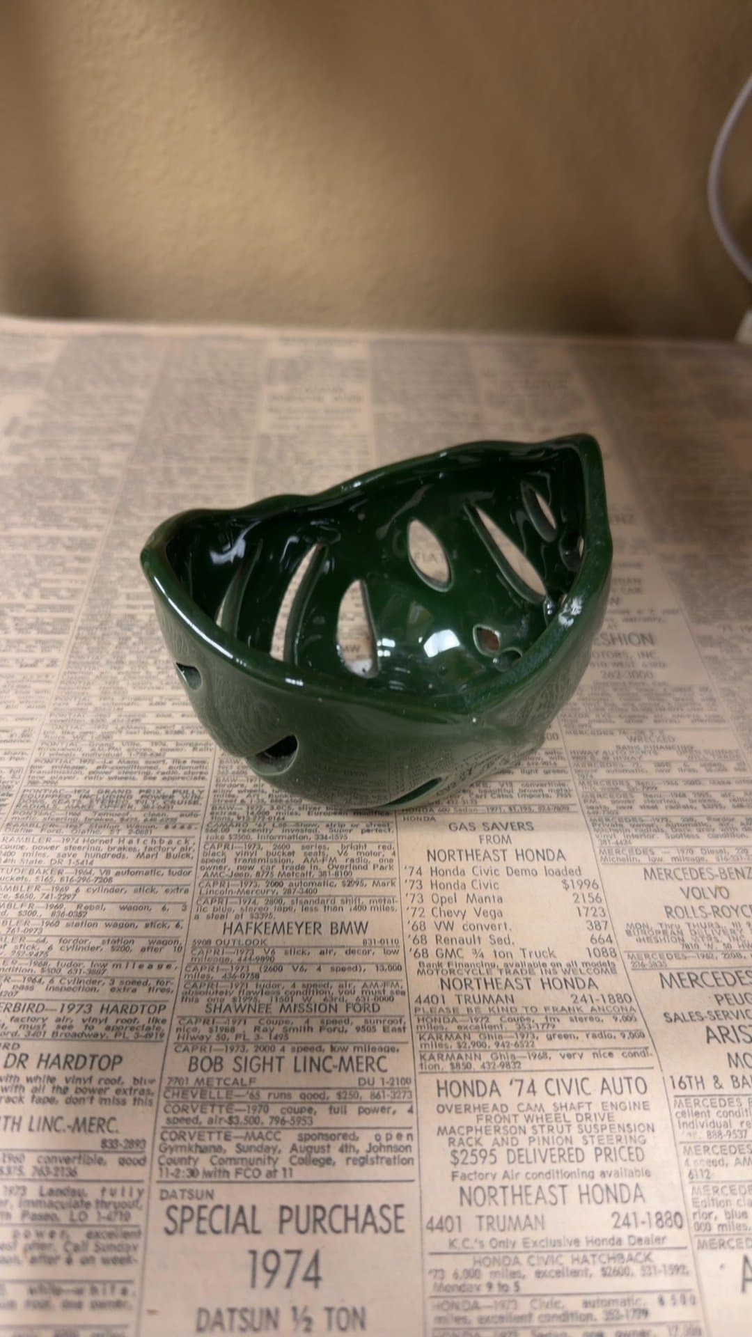 Green Ceramic votive holder - Image 1