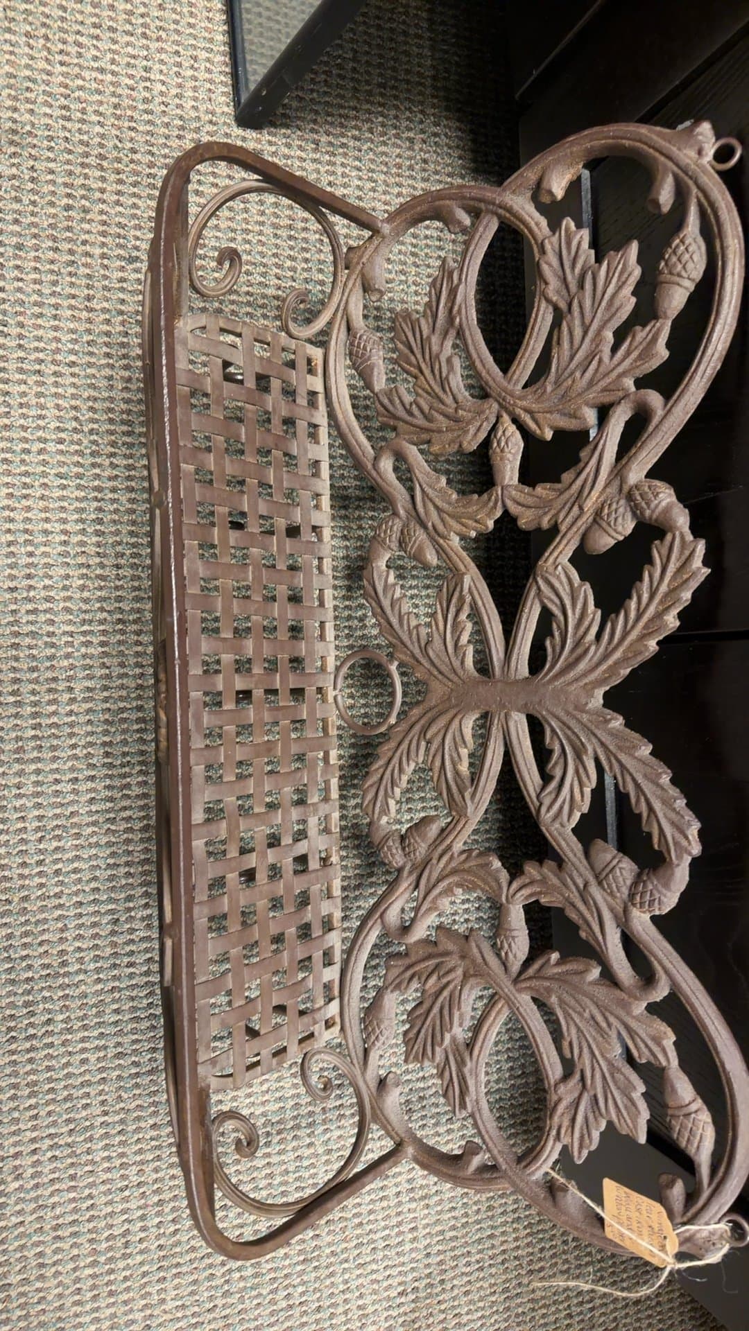 Vintage Leaf and Acorn Cast Iron Wall Planter - Image 1