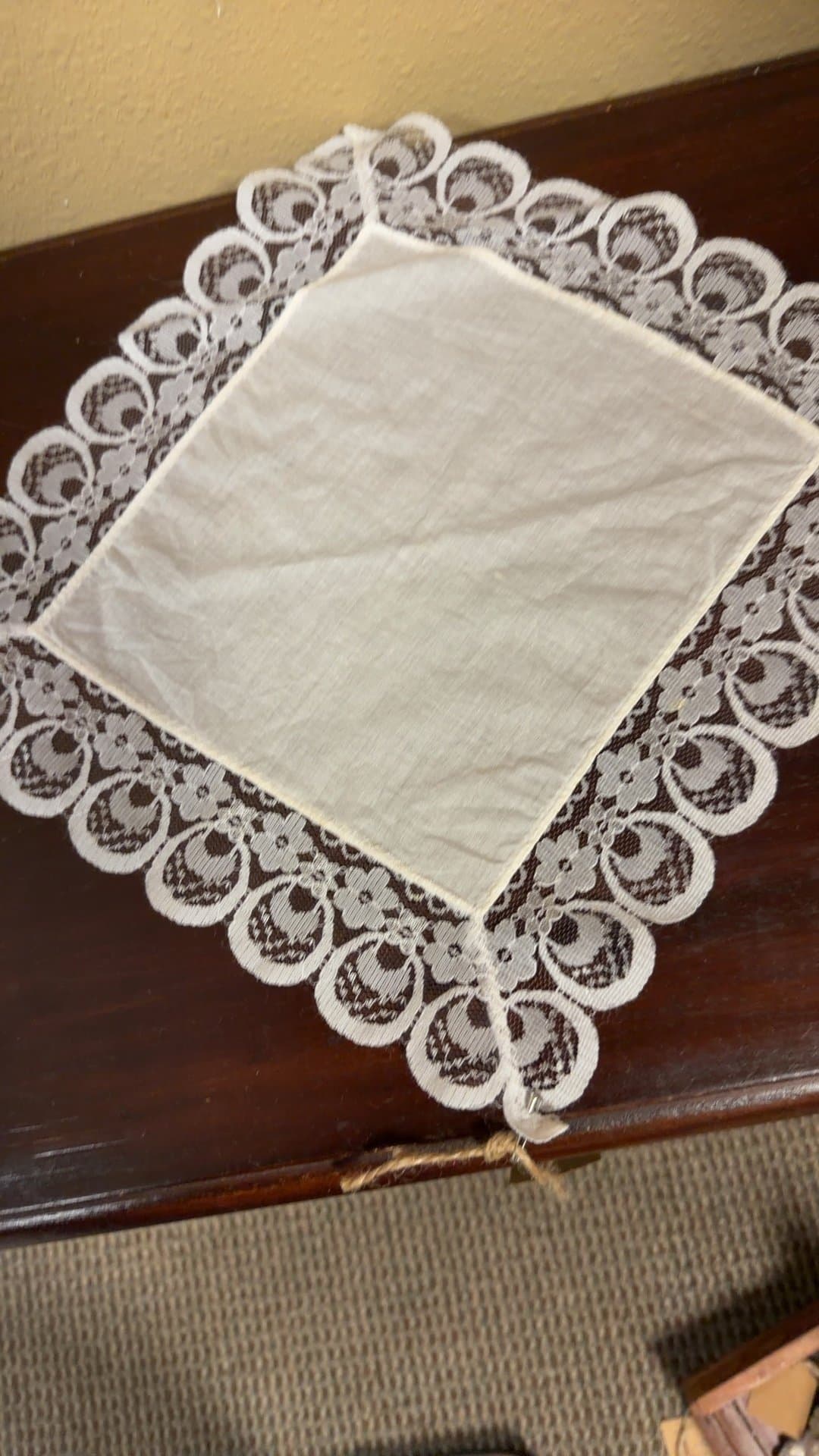 Vintage Lace Trim Handkerchief - Image 1