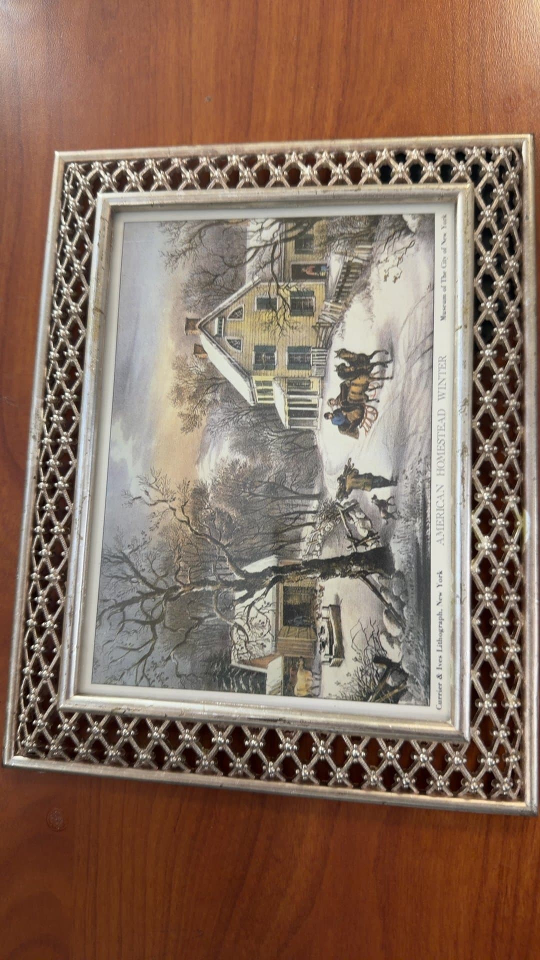 Framed Currier & Ives 'American Homestead Winter' Print - Image 1