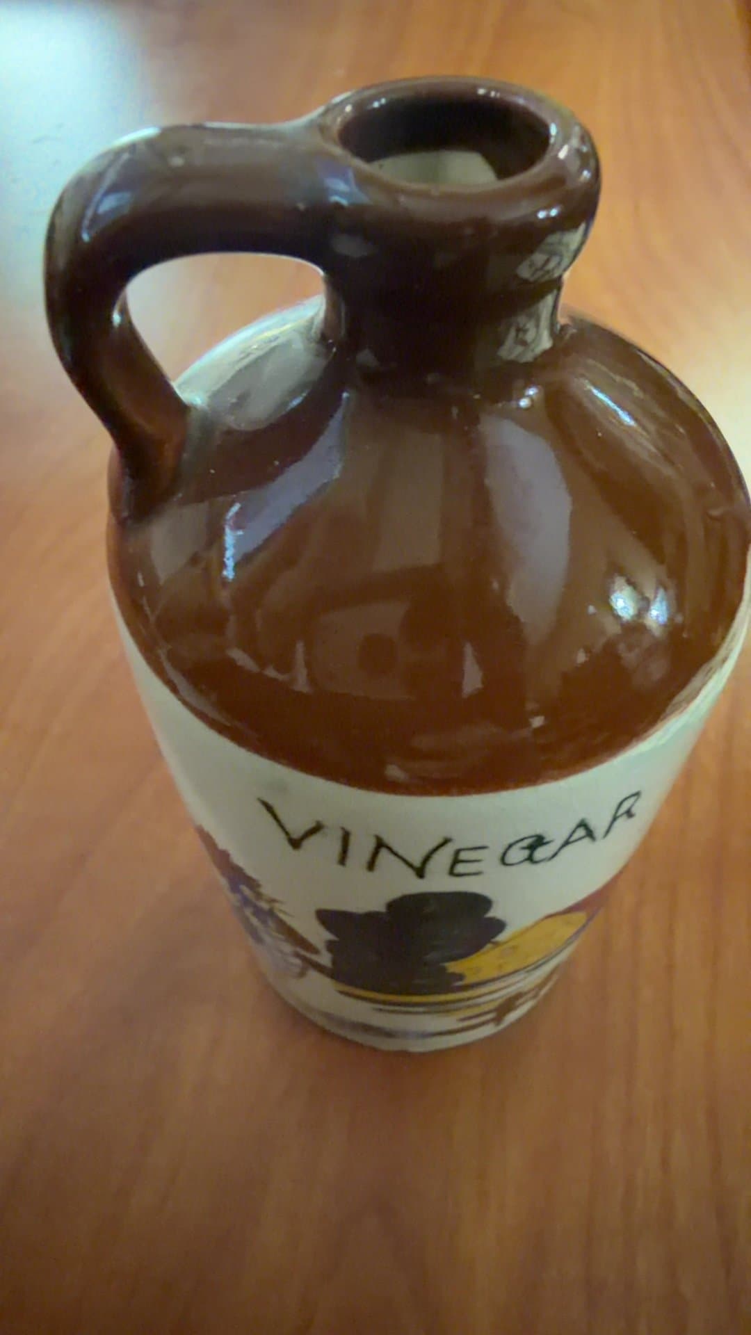 Vintage Hand-Painted Italian Pottery Vinegar Cruet Jug with Rooster Motif - Image 1