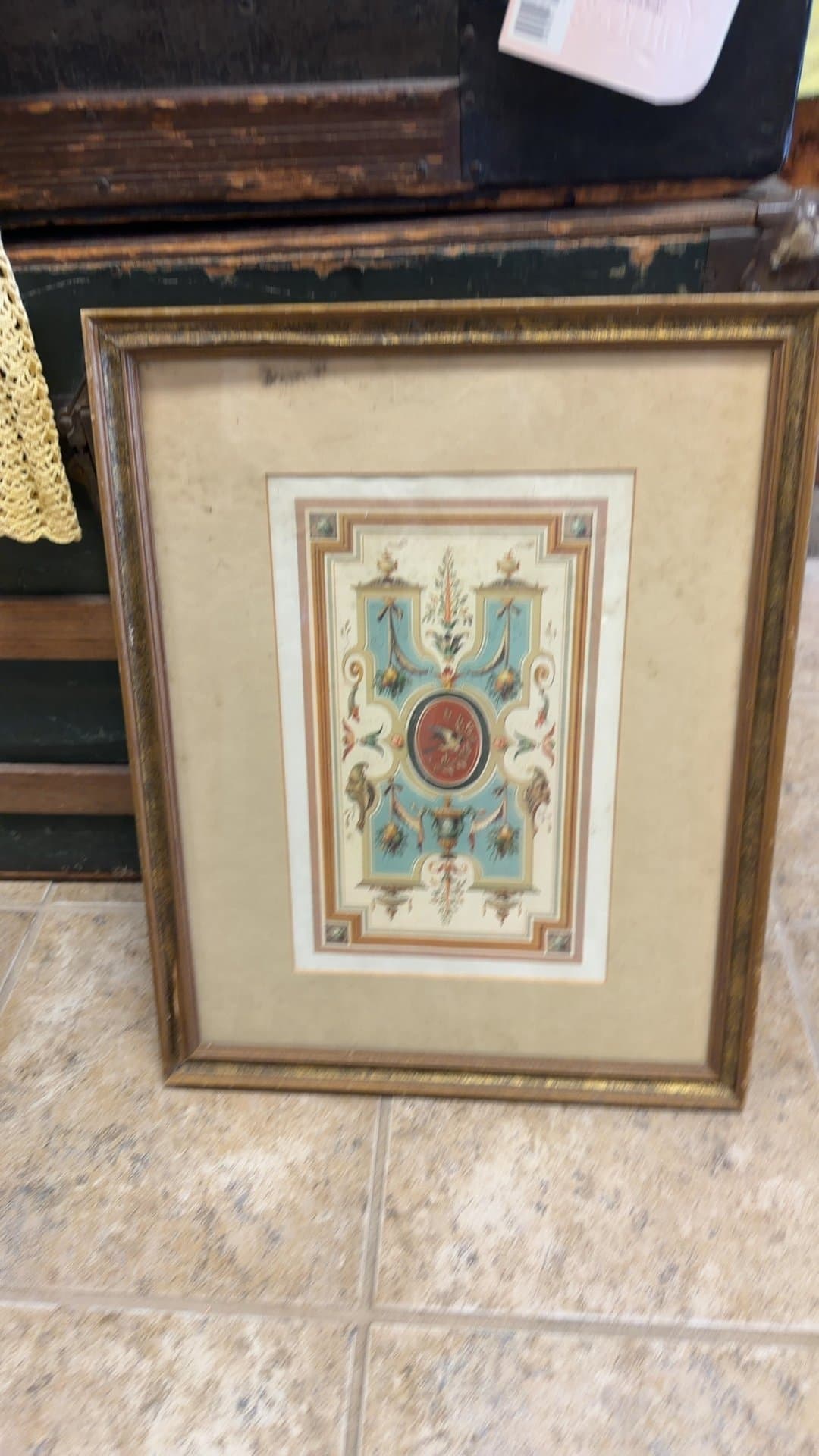 Framed Neoclassical Arabesque Ornamental Motif Print - Image 1