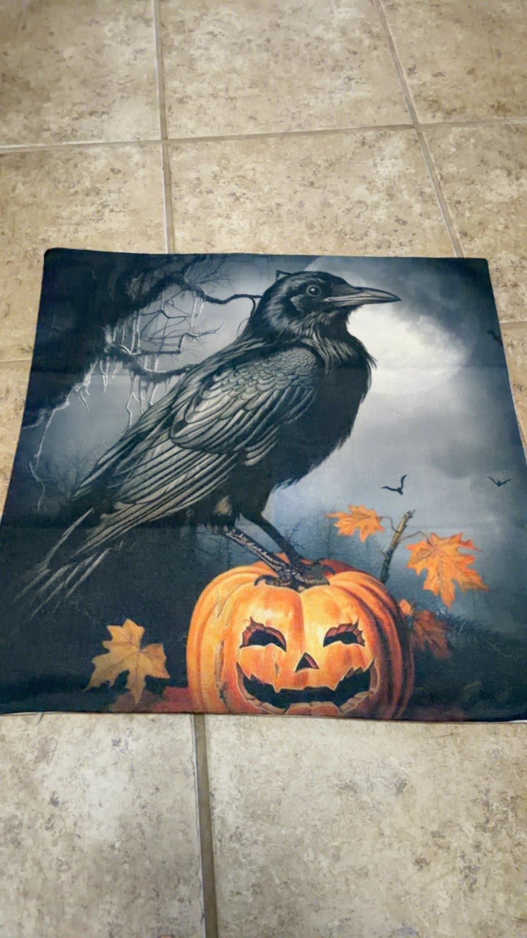 Halloween Raven and Jack-o'-Lantern Pillow - Image 1