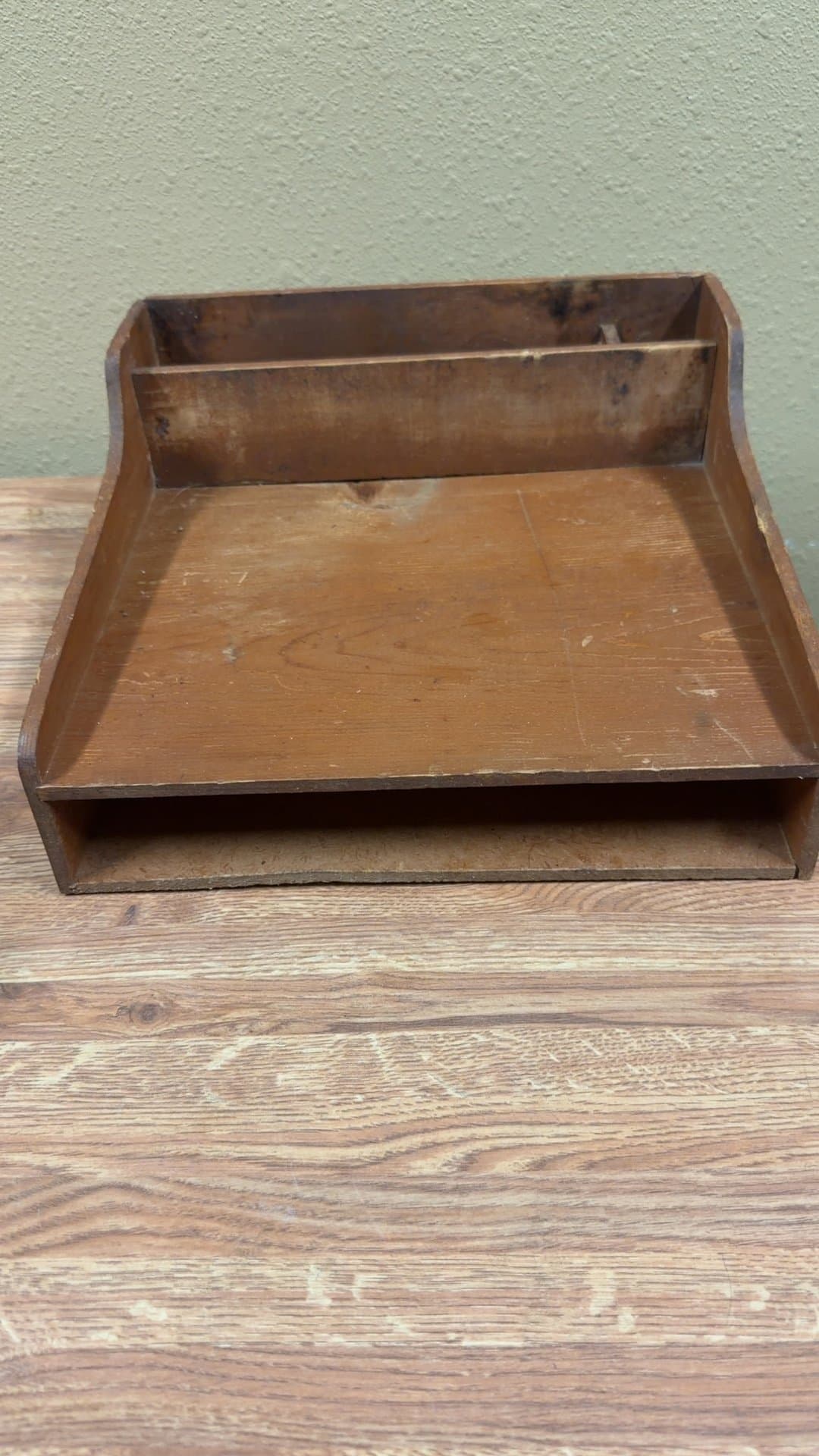 Vintage Wooden Desk Organizer Tray - Image 1