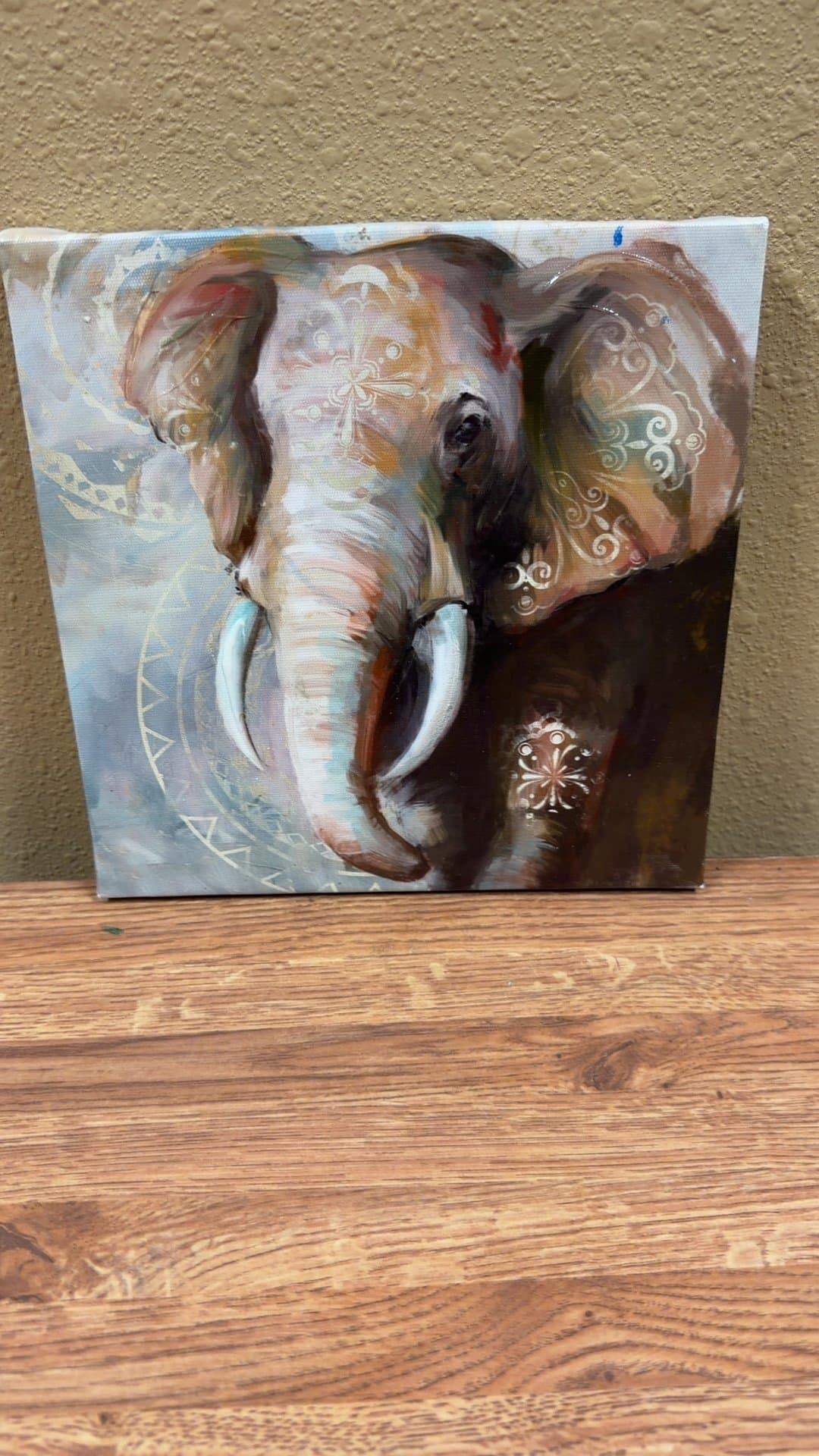 Decorative Indian Elephant Canvas Painting - Image 1