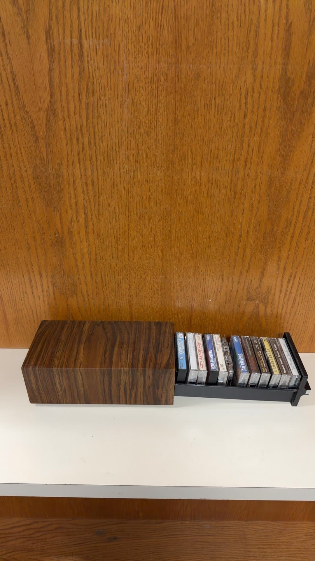 Vintage Cassette Tape Holder with Assorted Tapes - Image 1