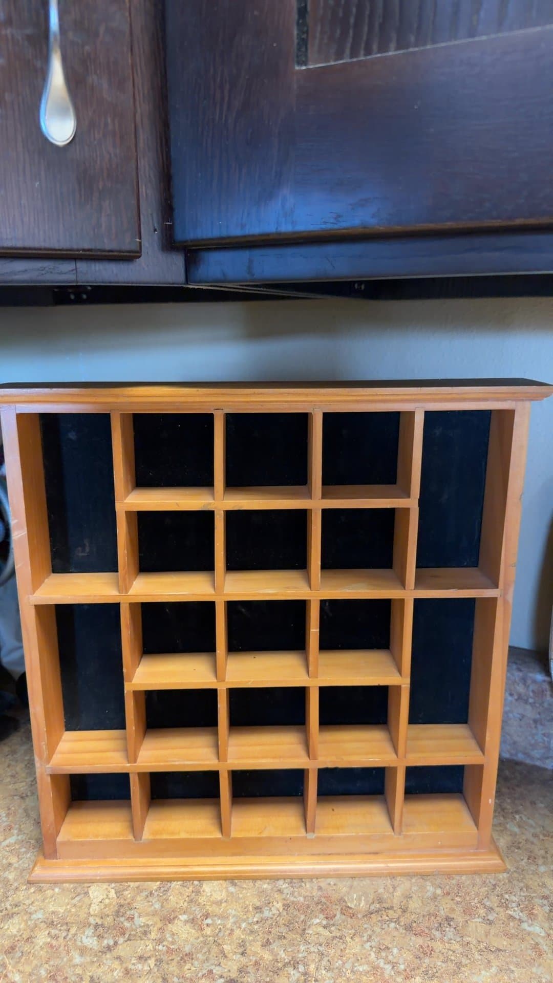 Wooden Display Shelf with Compartments - Image 1