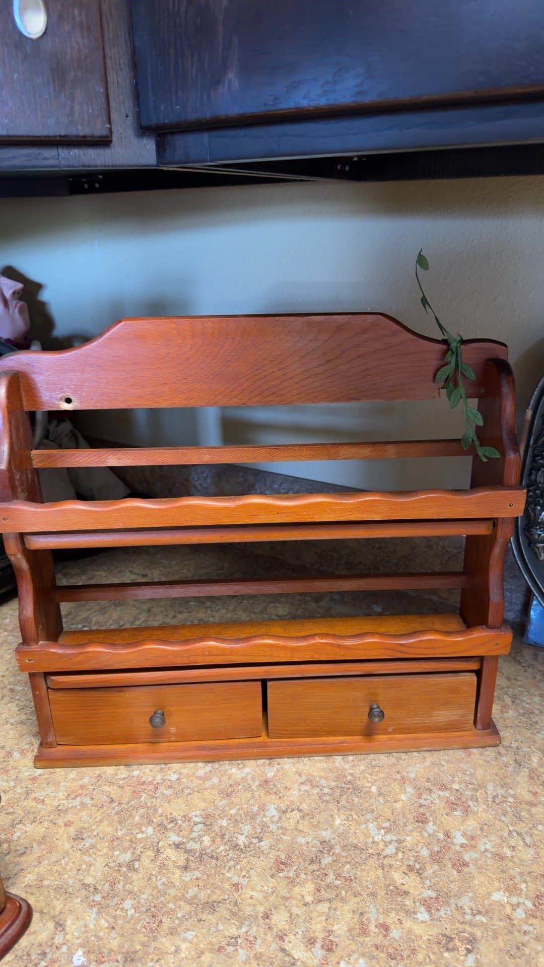 Wooden Wall-Mounted Spice Rack with Drawers - Image 1