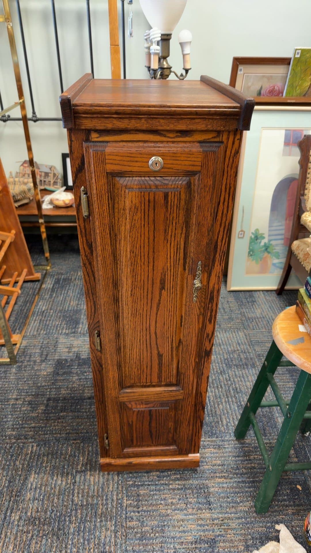 Vintage Oak Record Cabinet - Image 1