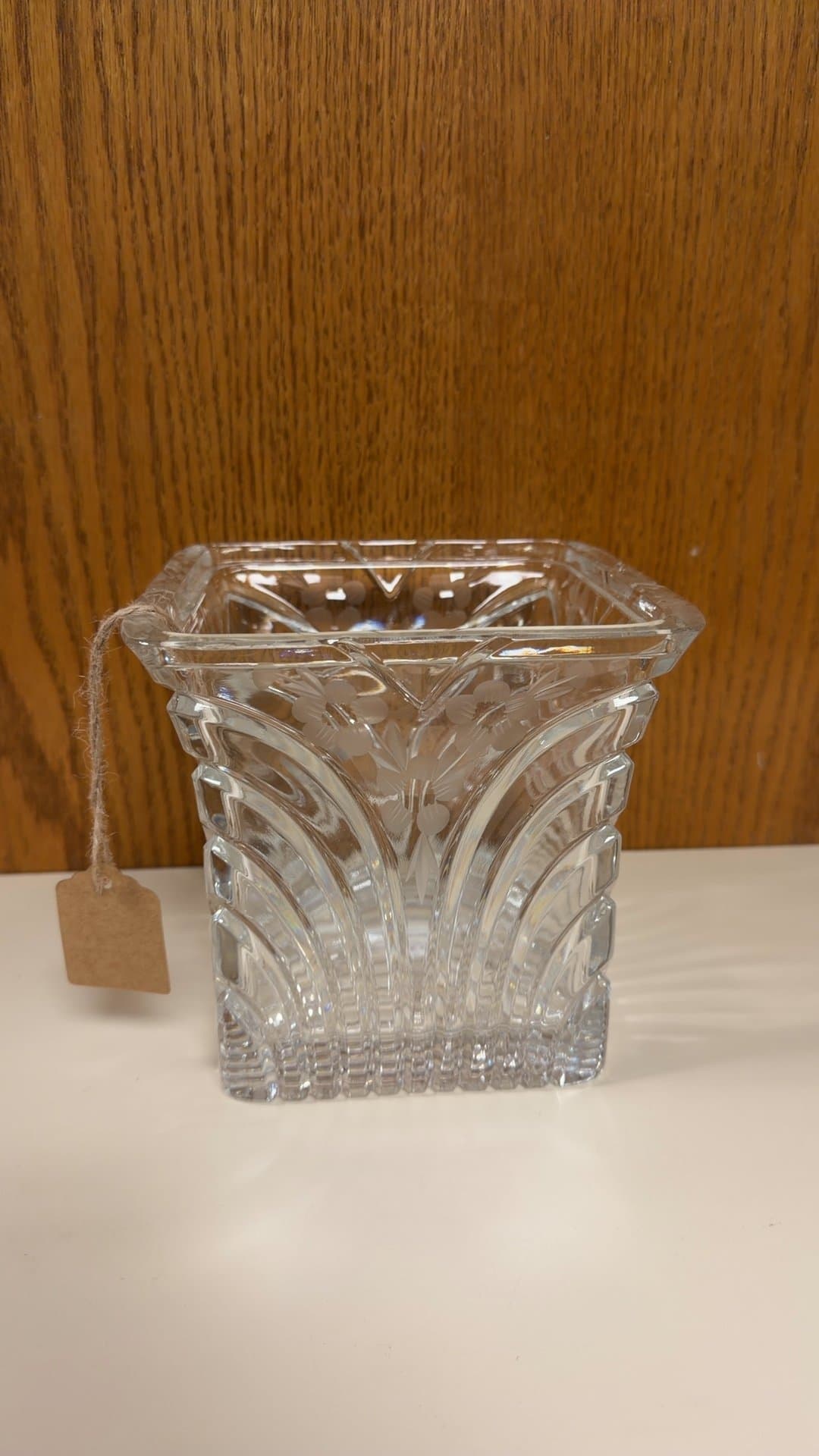 Square Cut Glass Vase - Image 1