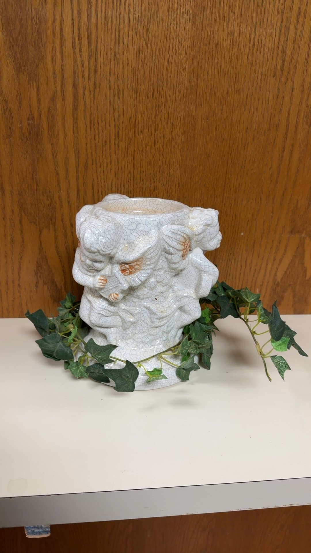 Vintage Ceramic Cherub Vase - Image 1