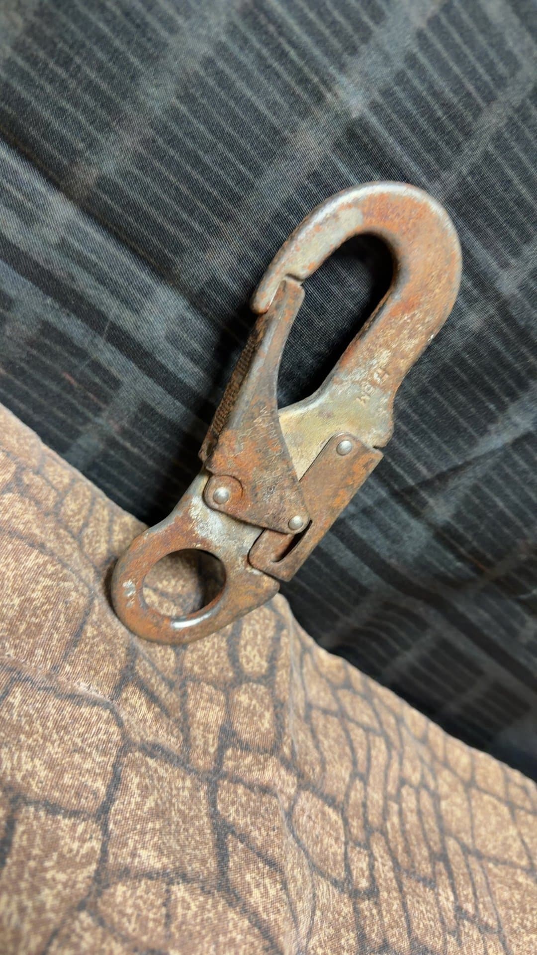 Vintage Rusty Metal Snap Hook - Image 1