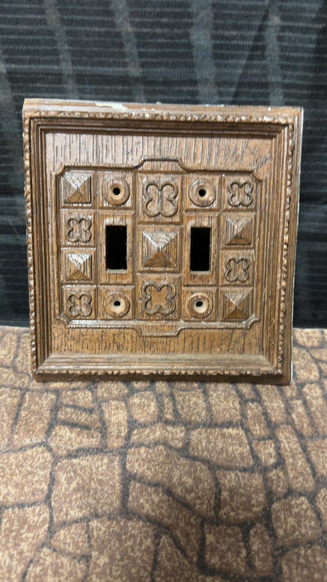 Vintage Wooden Double Light Switch Cover - Image 1