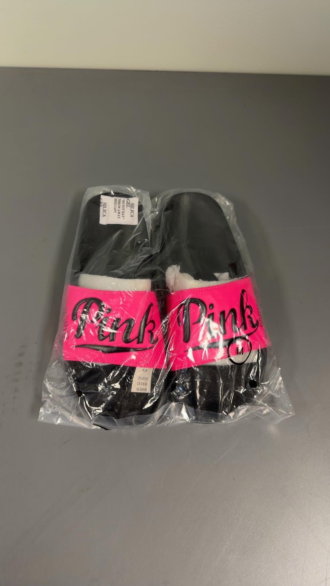 Victoria's Secret PINK Slide Sandals Hot Pink and Black - Image 1