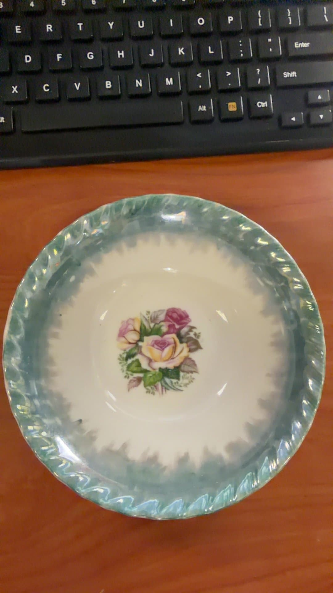 Vintage Japanese Porcelain Bowl with Floral Design - Image 1
