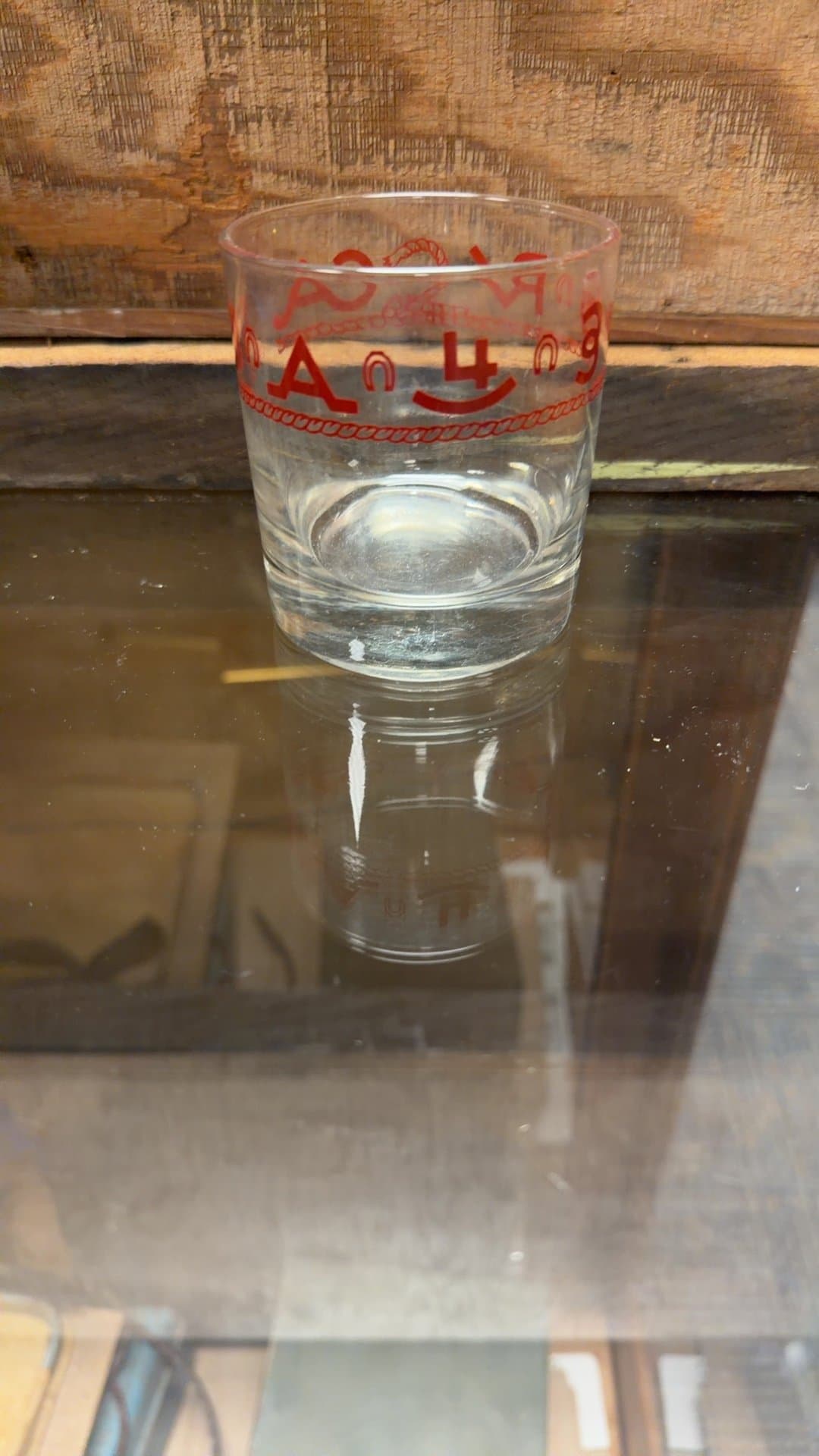 Vintage Glass with Red Cyrillic Design - Image 1