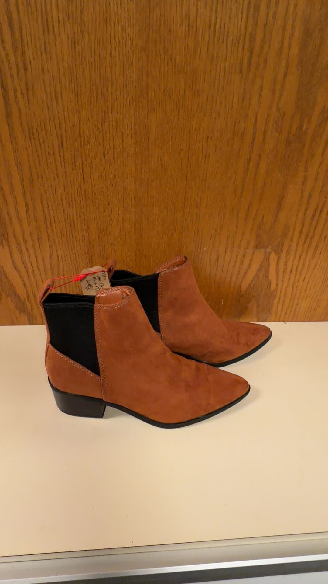 Target Women's Cognac Faux Suede Pointed Toe Chelsea Ankle Boots - Image 1