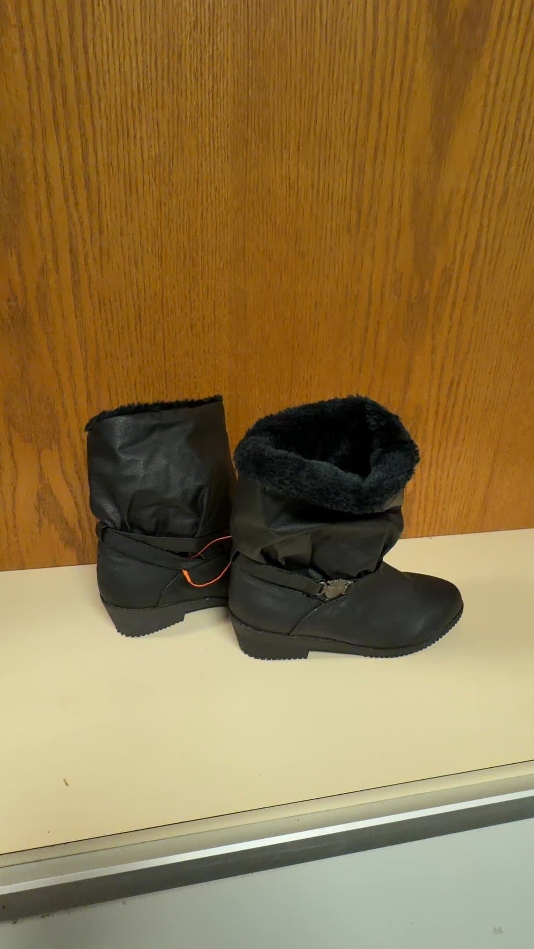 Panda Boots Vintage Black Faux Fur Lined Slouch Boots Size 6 - Image 1