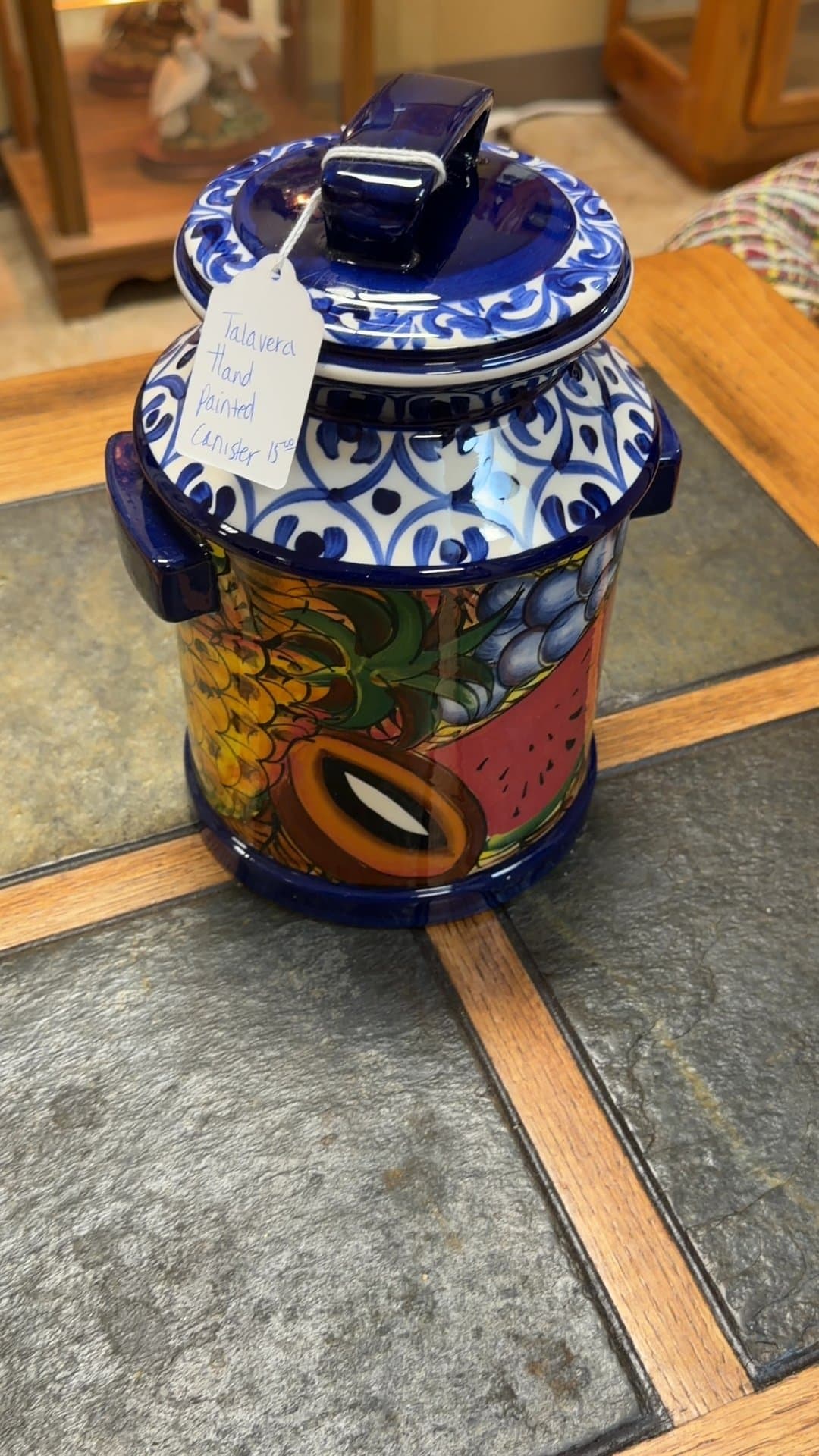 Talavera Hand-Painted Ceramic Canister - Image 1