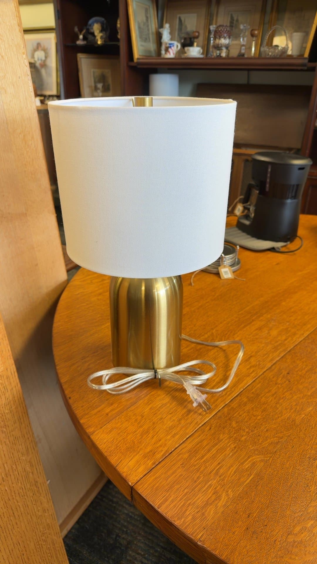 Modern Brass Table Lamp with White Shade - Image 1