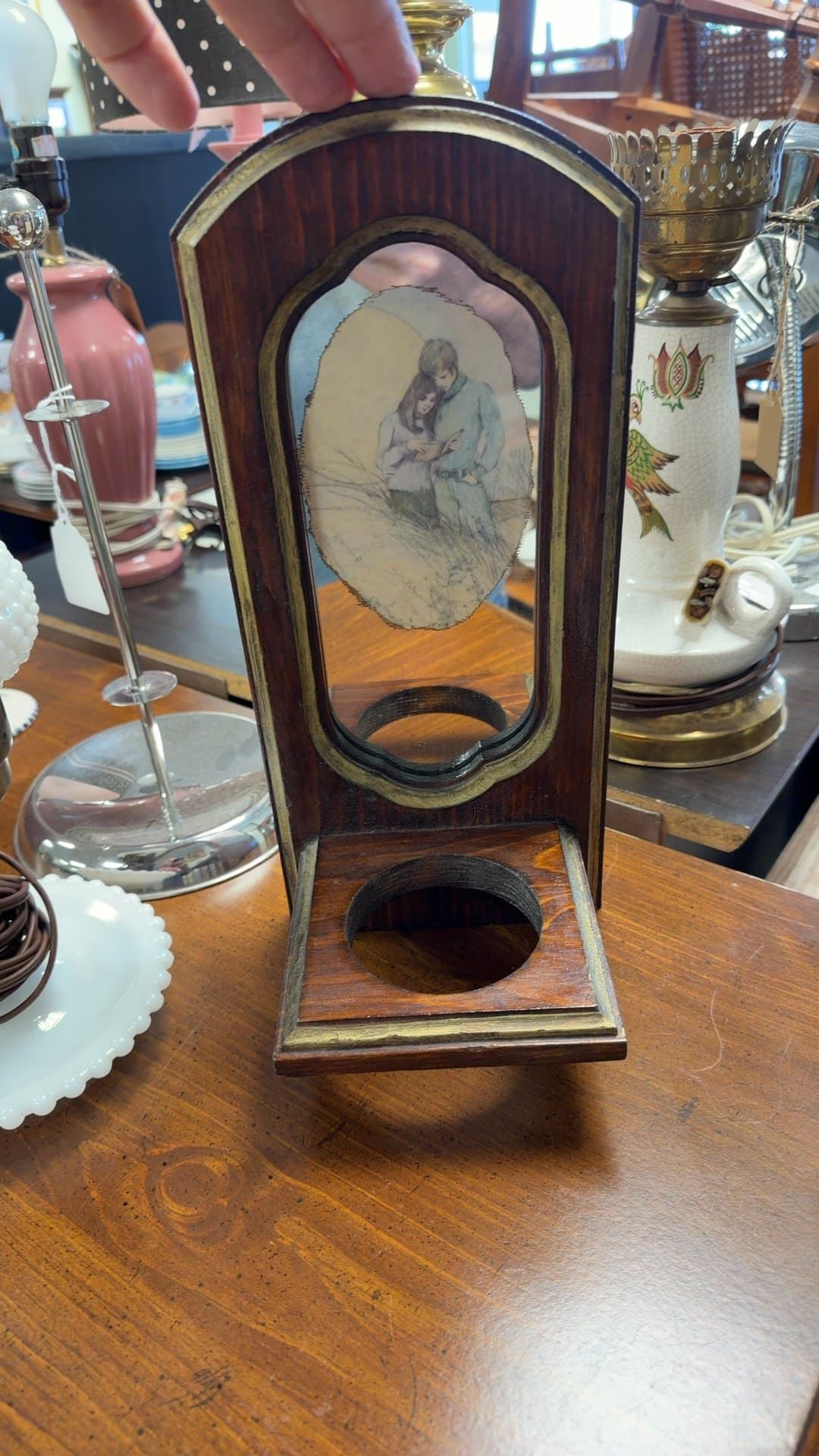 Vintage Wooden Picture Frame with Mirror - Image 1