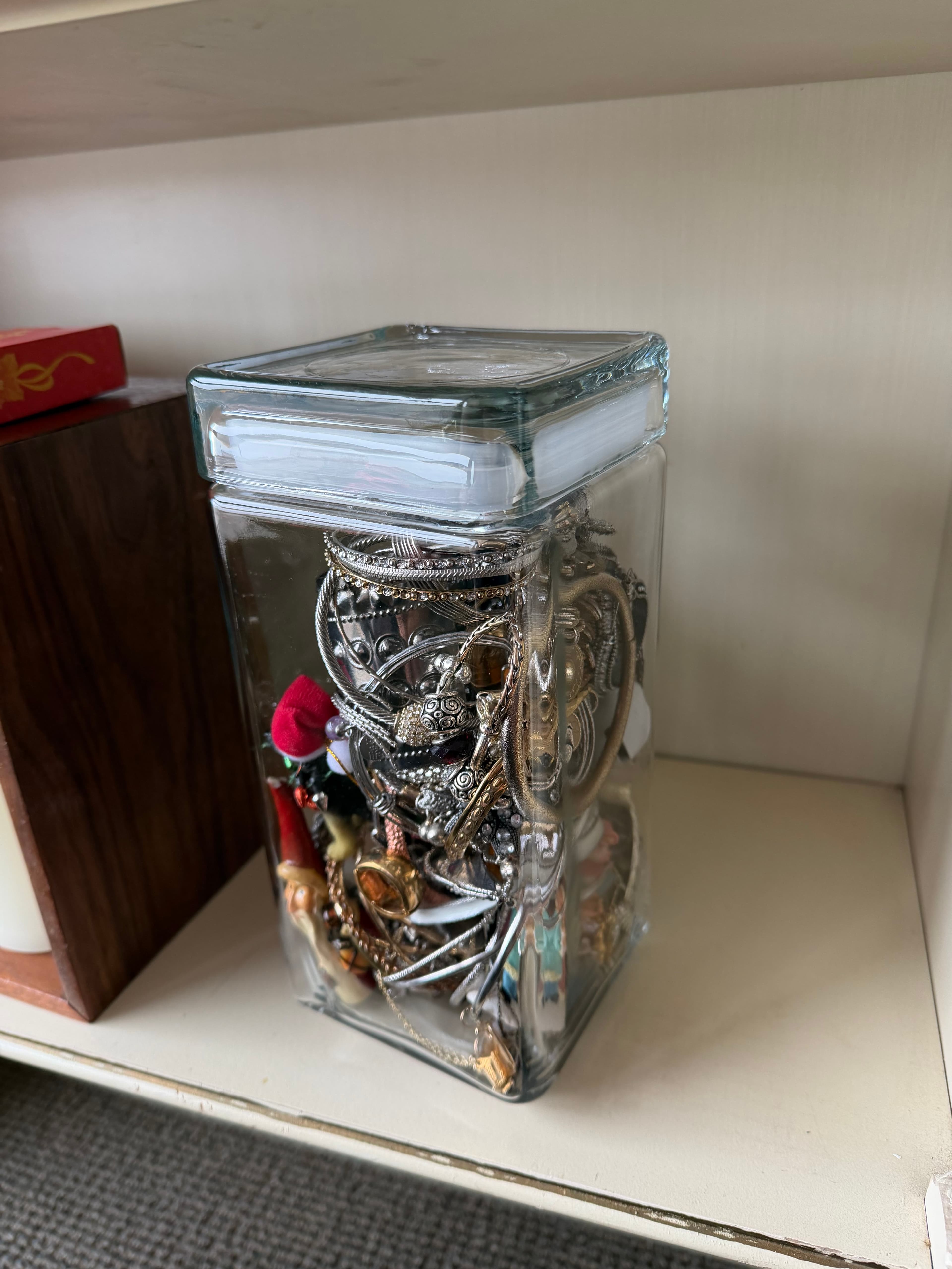 Assorted Jewelry in Glass Jar