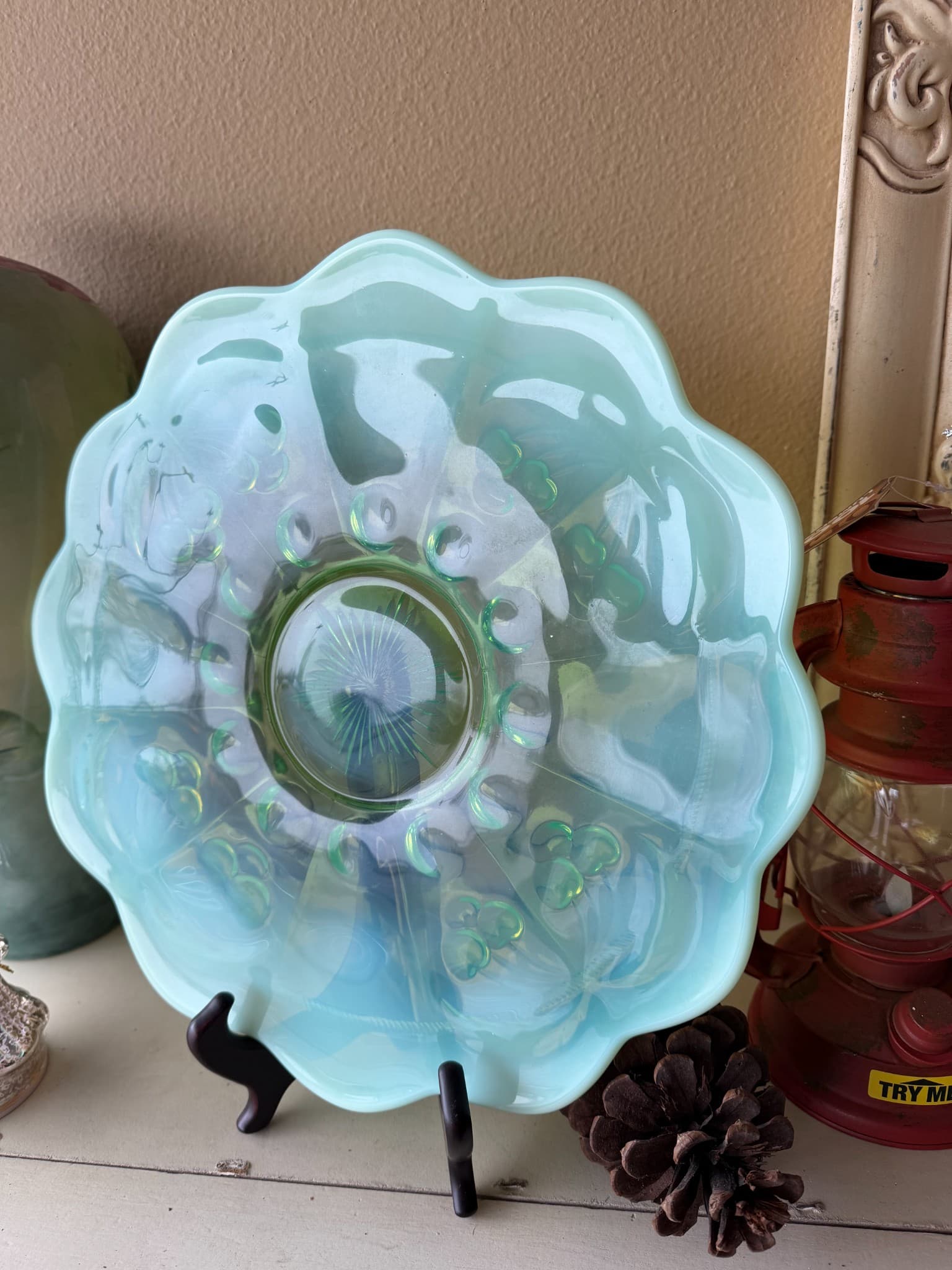 Vintage Opalescent Glass Plate