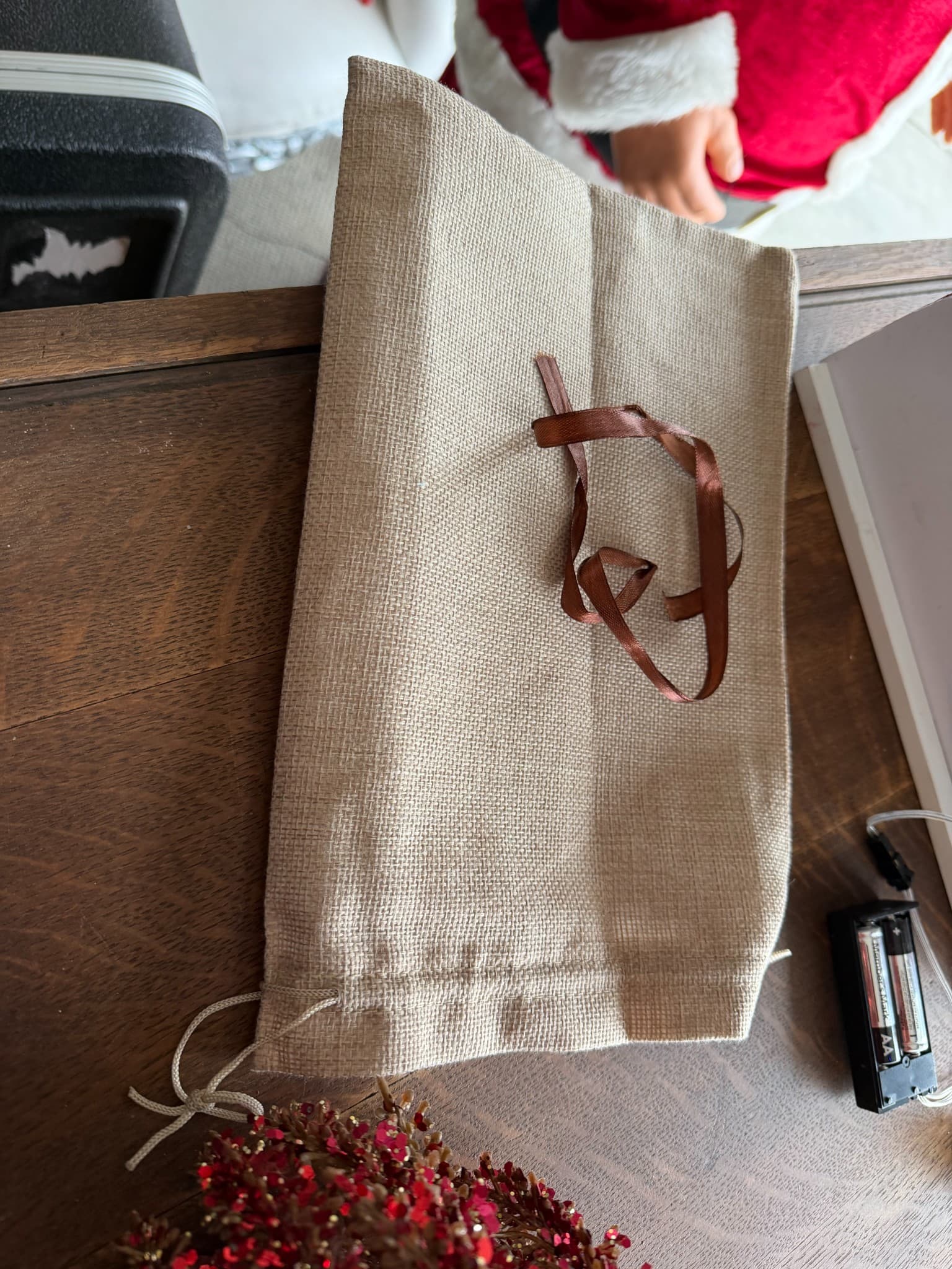 Burlap Gift Bag with Ribbon