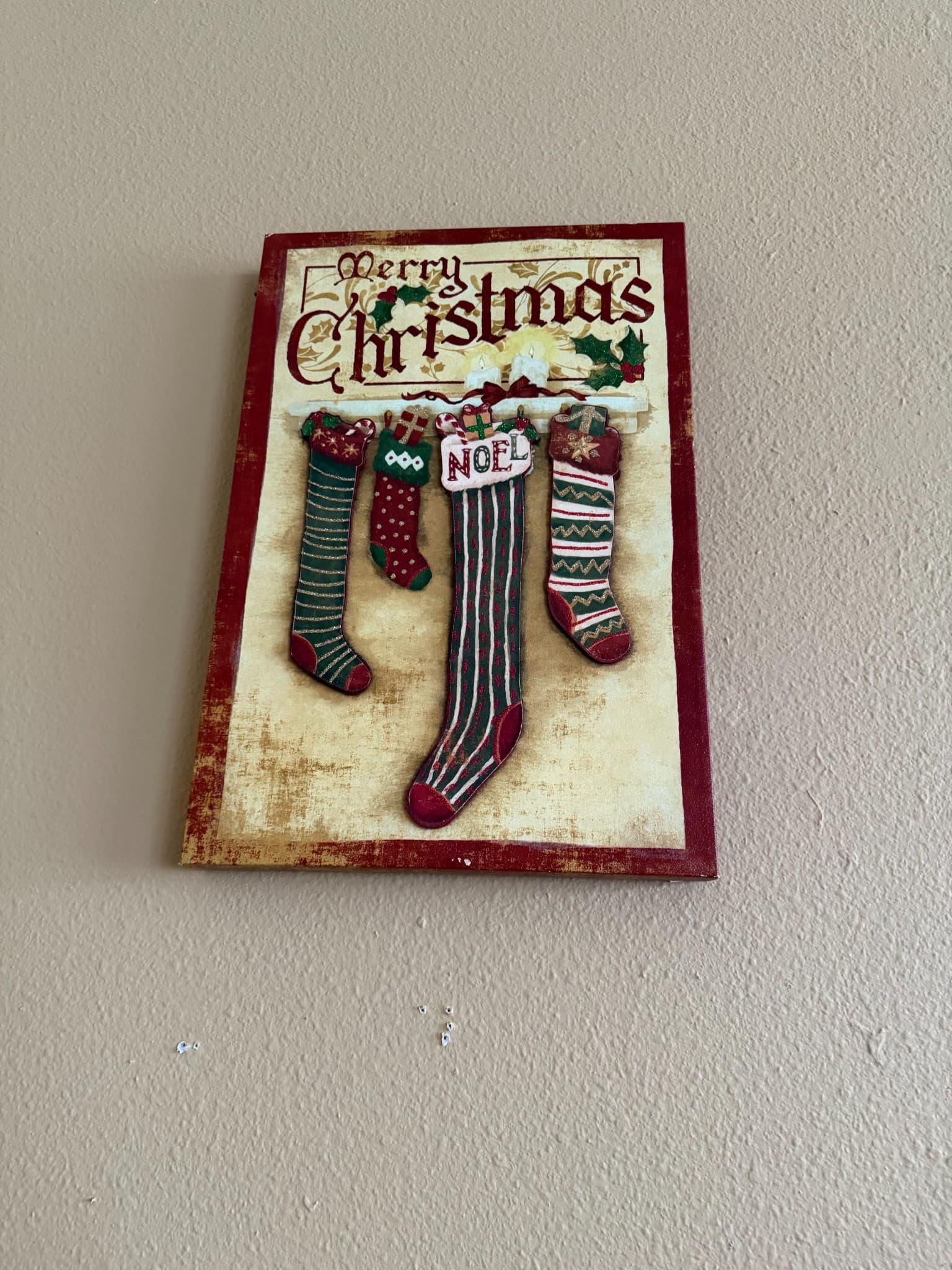 Merry Christmas Wall Art with Stockings