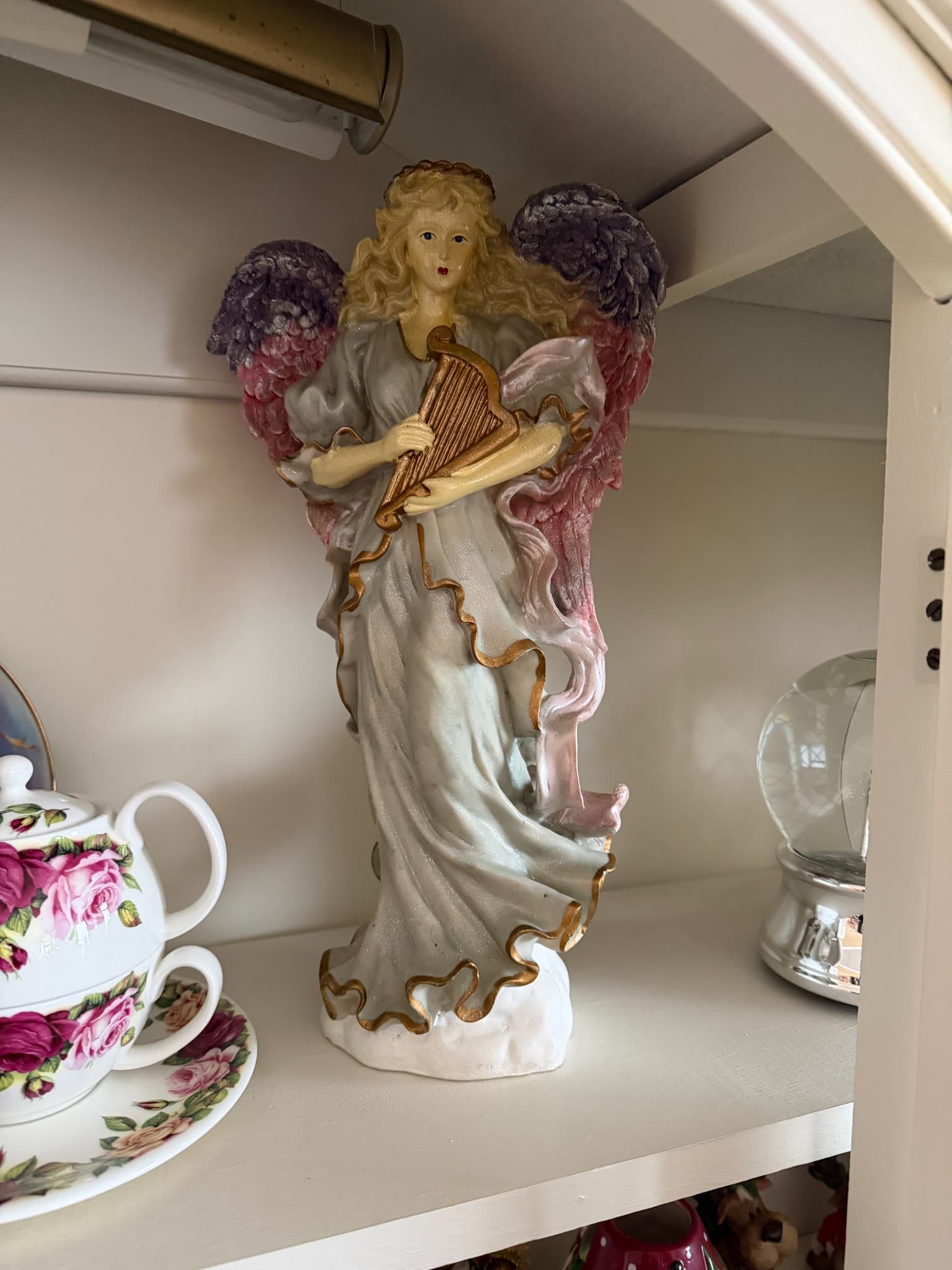 Porcelain Angel Figurine with Harp