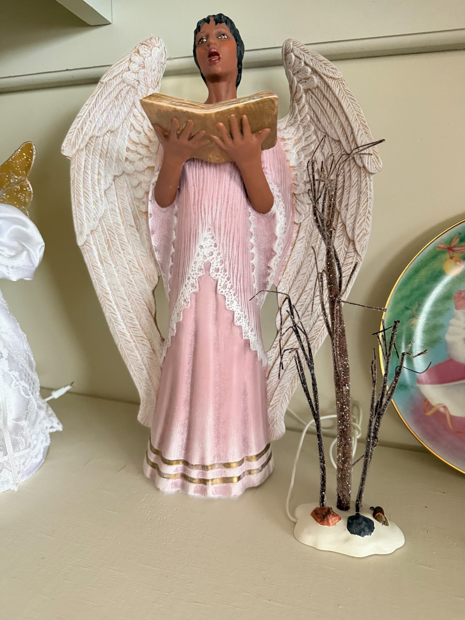 Ceramic Angel Figurine with Book