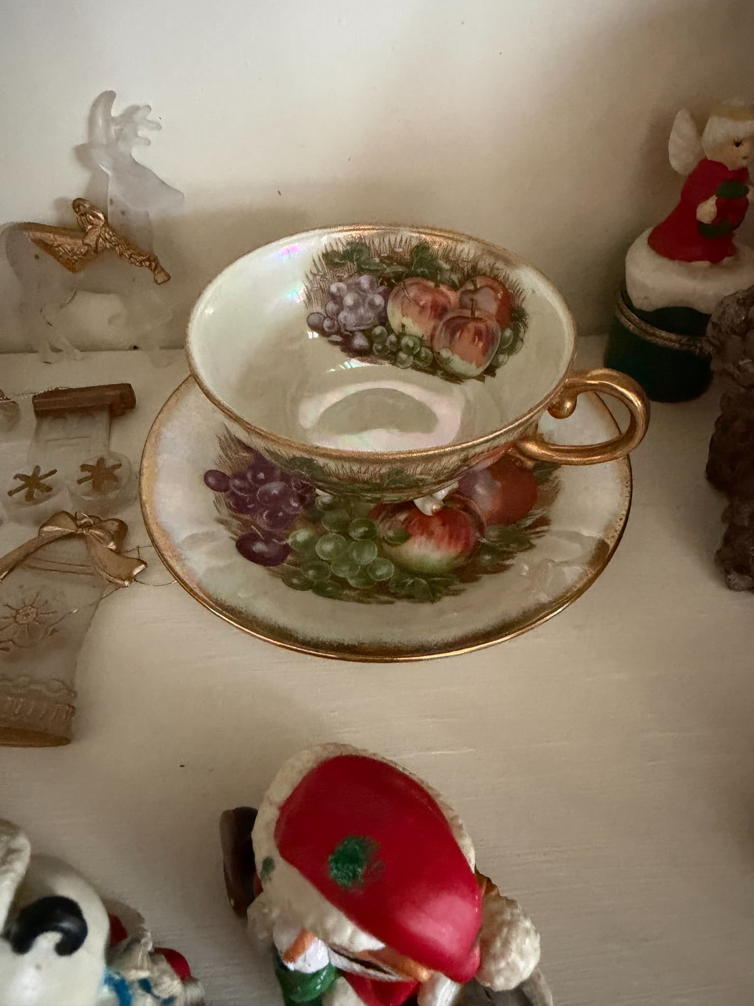 Vintage Fruit Motif Teacup and Saucer