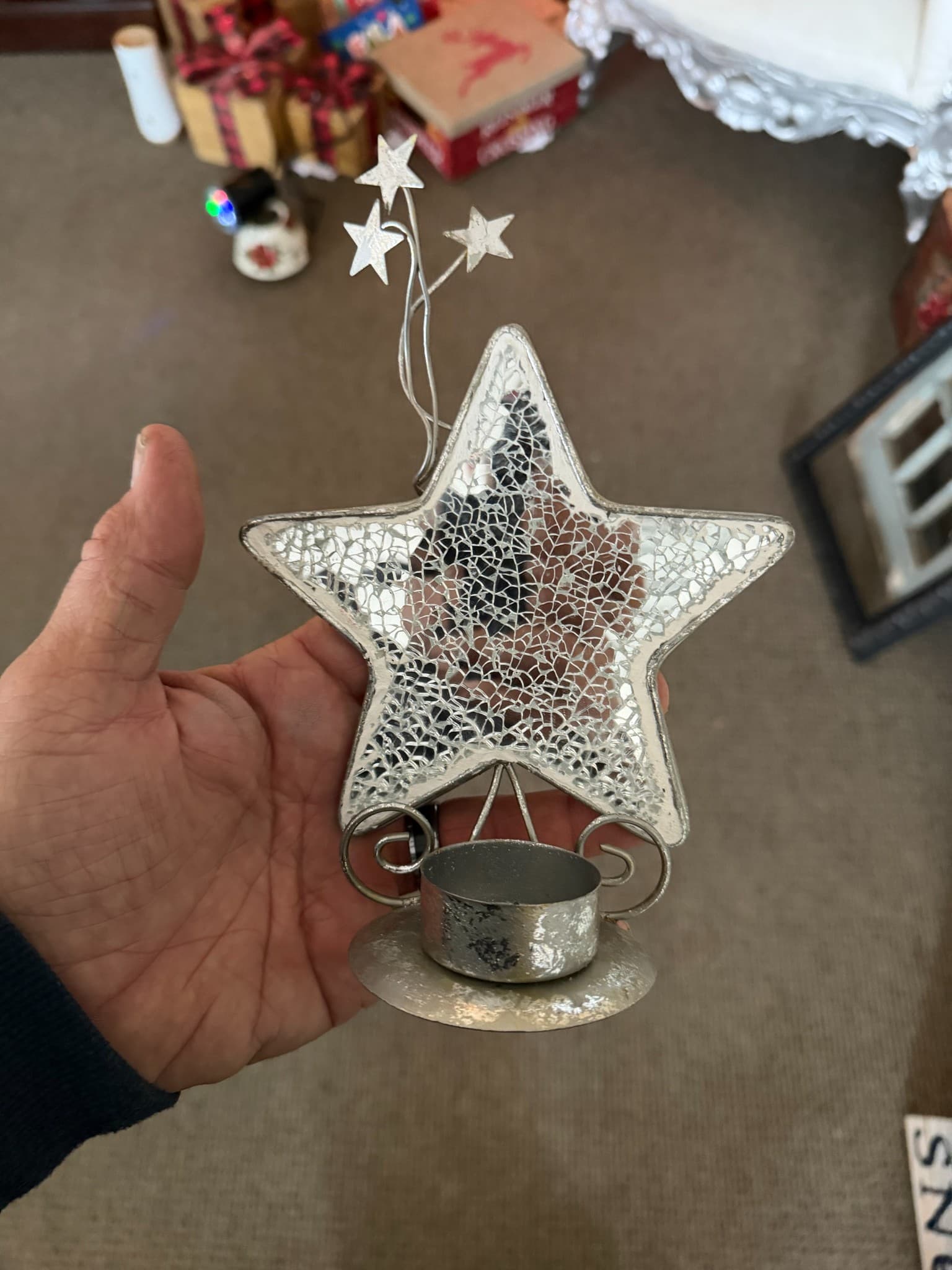 Star-Shaped Metal Candle Holder