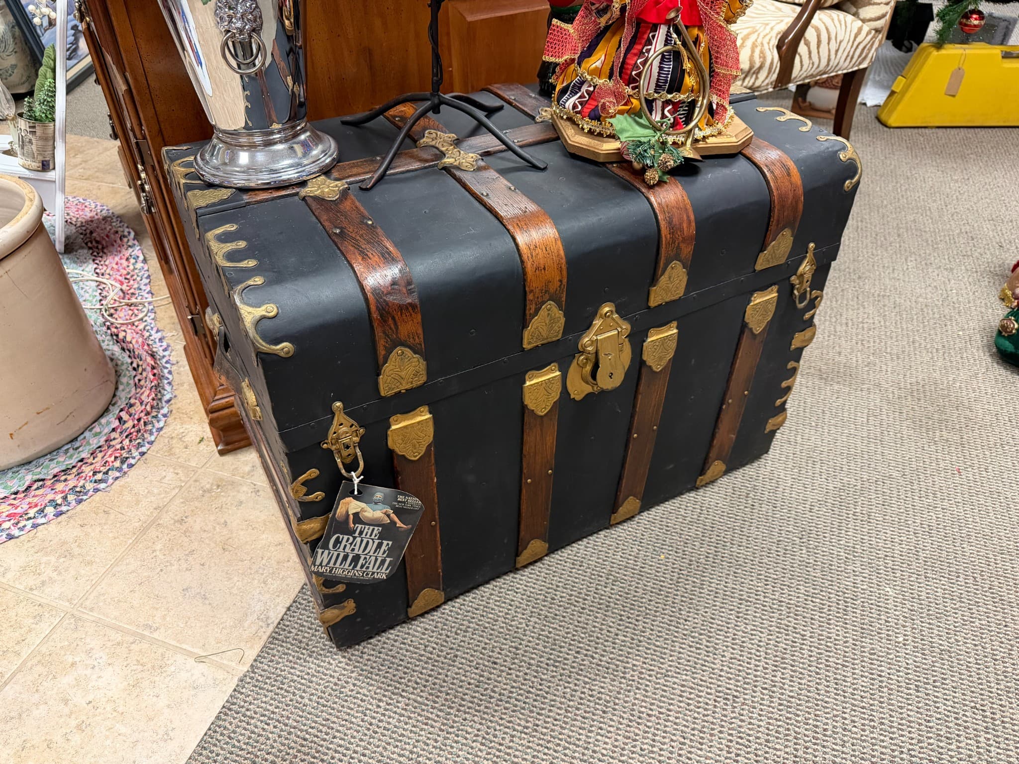 Vintage Steamer Trunk with Brass Accents