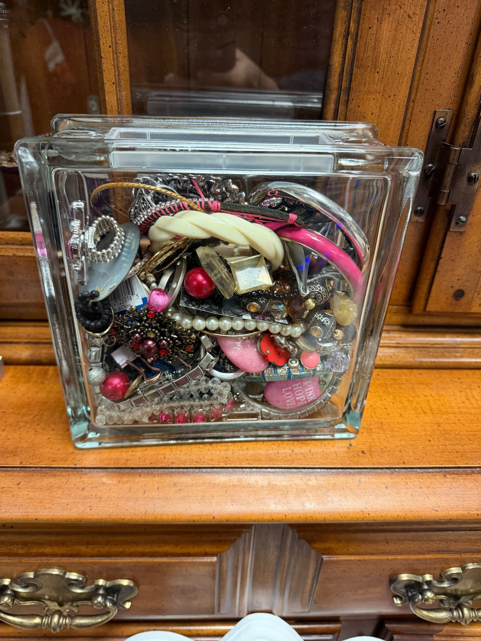 Assorted Costume Jewelry Collection in Glass Box