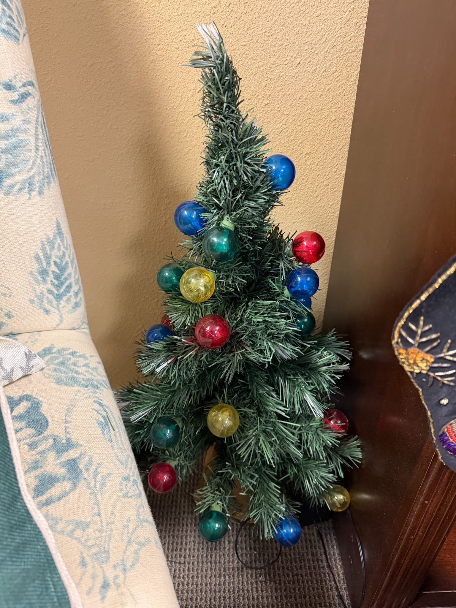 Miniature Artificial Christmas Tree with Multicolored Lights