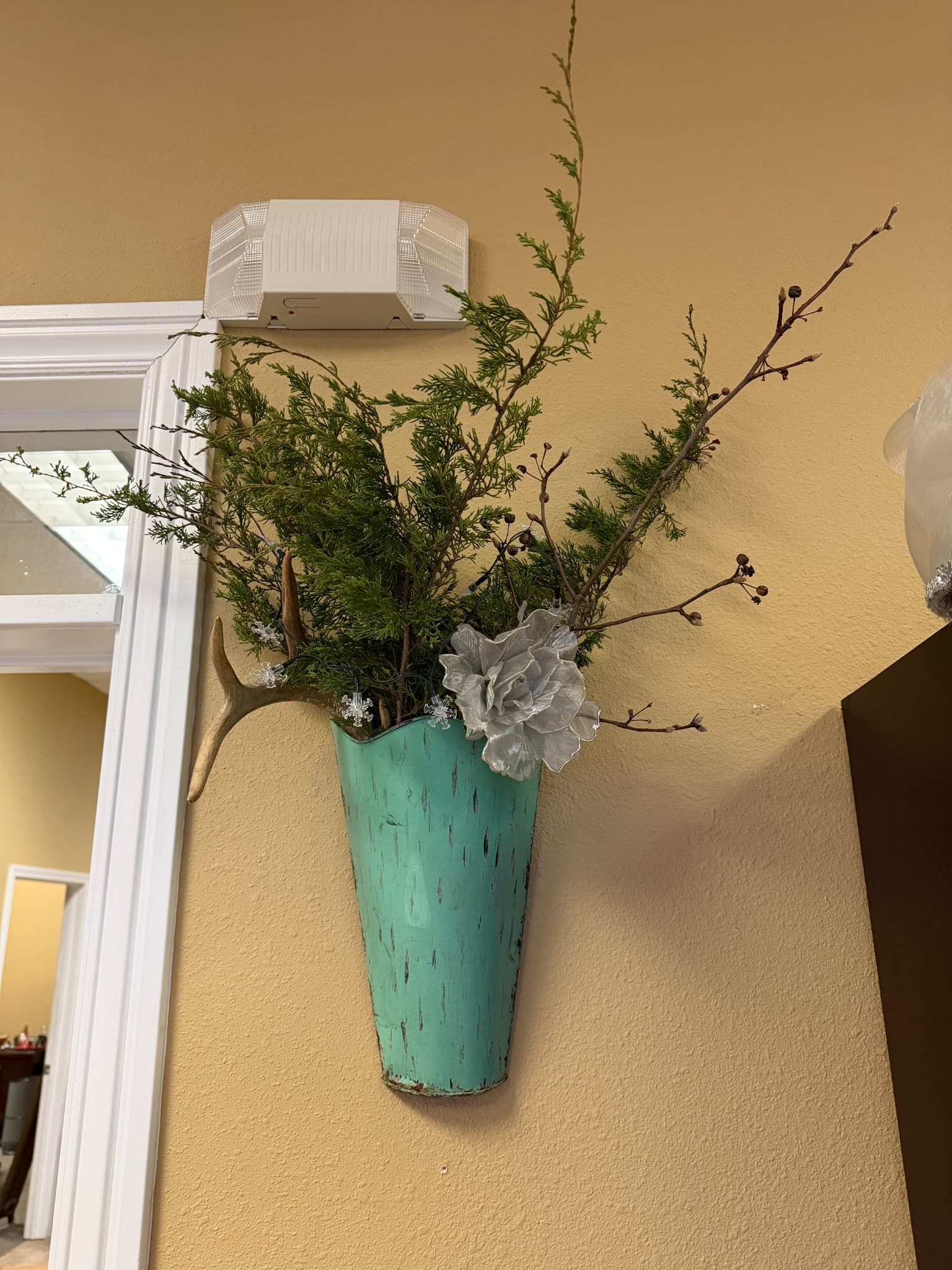 Rustic Wall-Mounted Vase with Artificial Greenery
