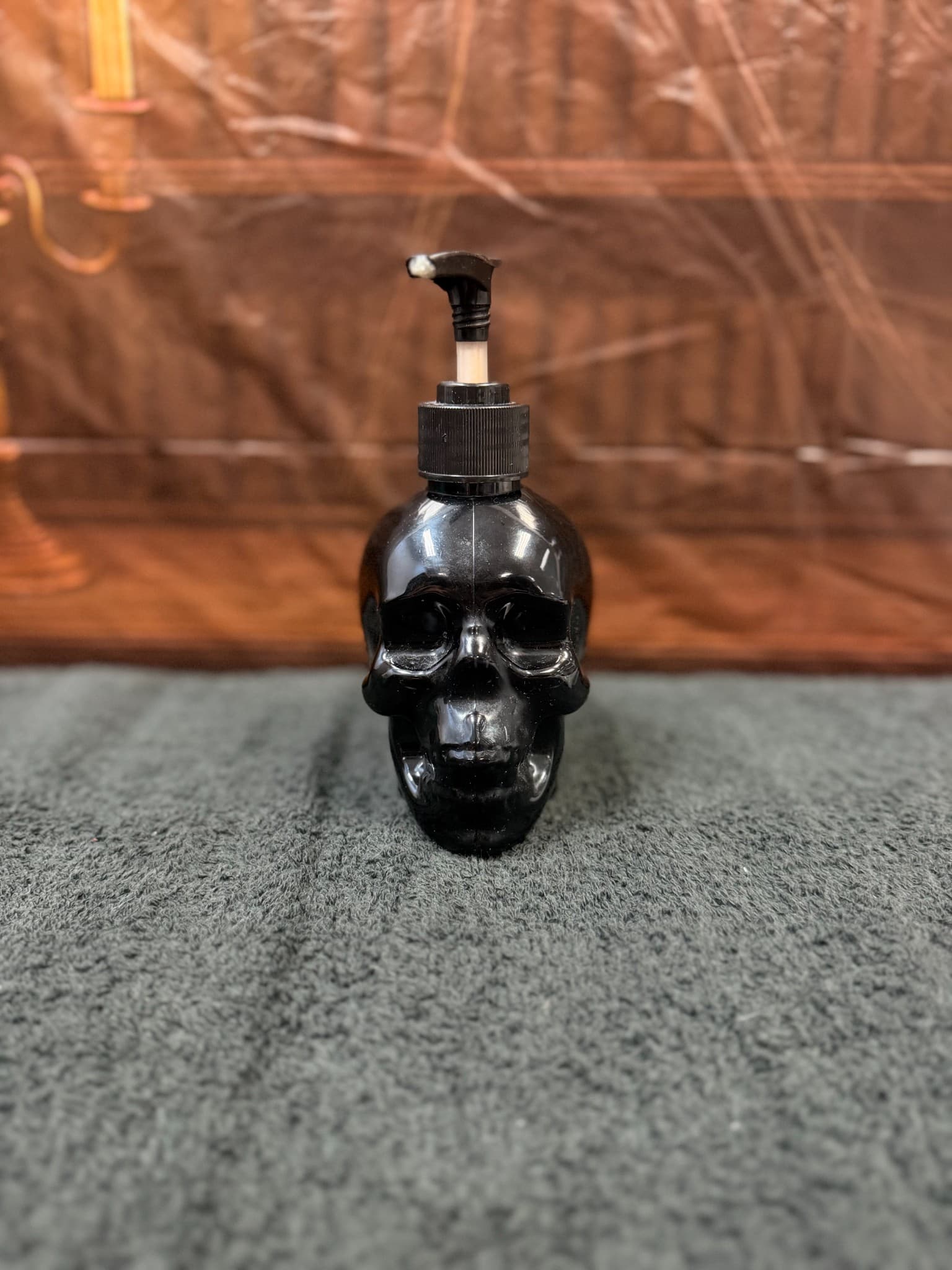 Black Plastic Skull Liquid Soap Dispenser - Image 1