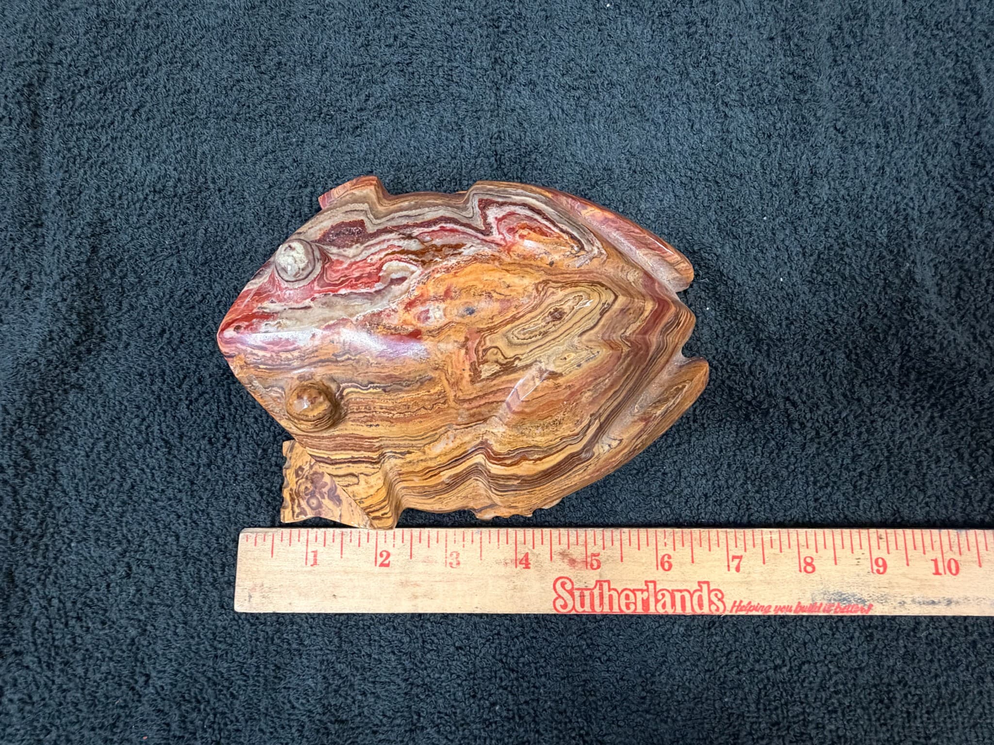 Carved Banded Onyx Frog Figurine - Image 1