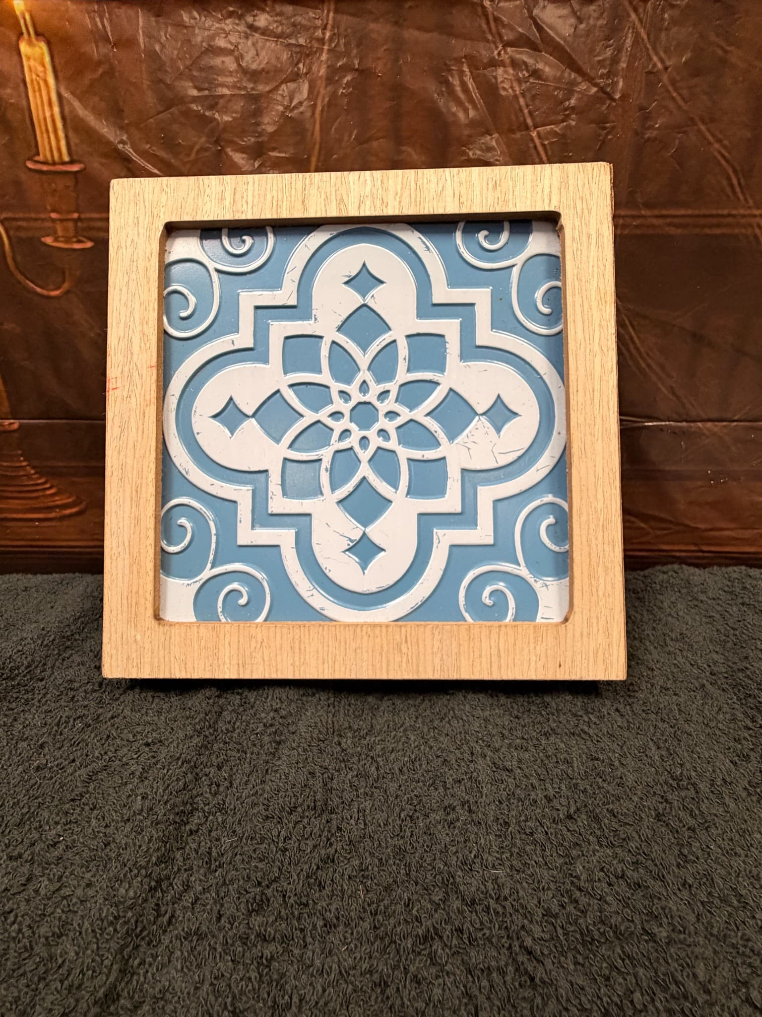 Embossed Metal Tile Framed Wall Art - Image 1