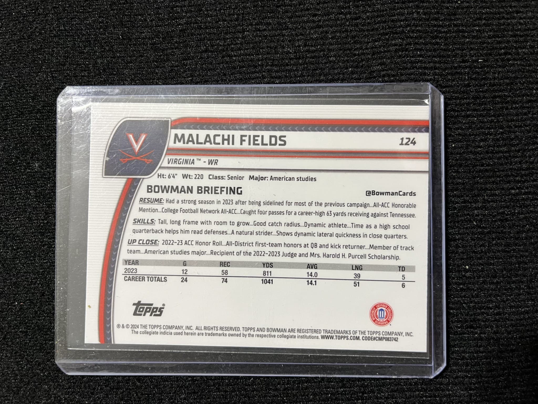 2024 Topps Malachi Fields #124 Pink RC
