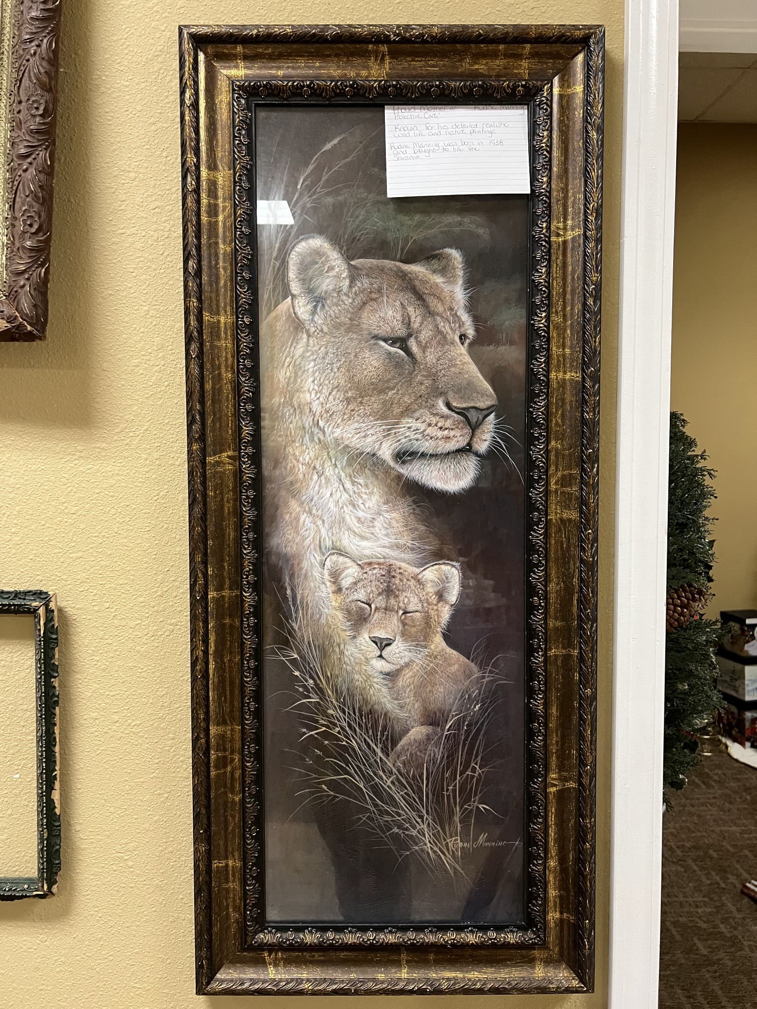 Framed Lion and Cub Print